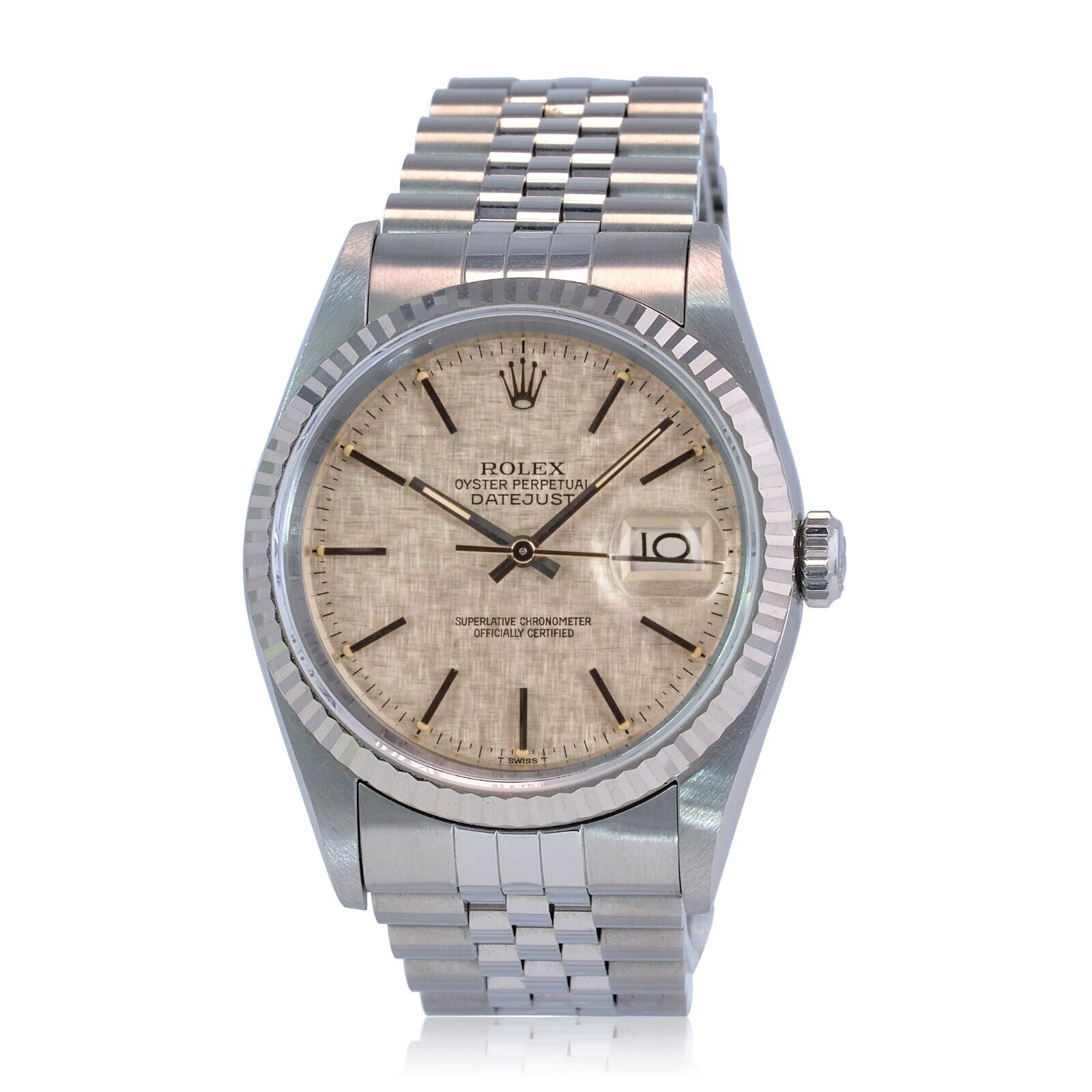 ROLEX DATEJUST SILVER INDEX DIAL STEEL JUBILEE WATCH 16234 - Luxuriant Concierge