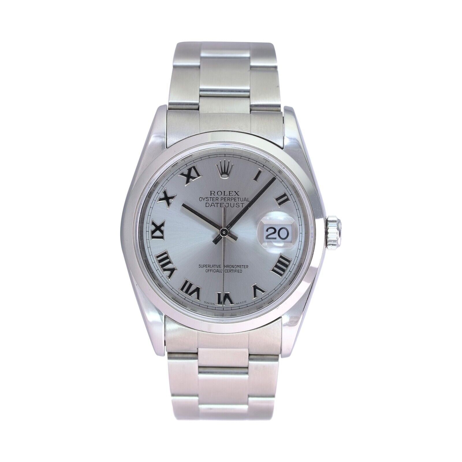 ROLEX DATEJUST SILVER ROMAN DIAL STEEL OYSTER WATCH 16200 BOX&PAPER - Luxuriant Concierge