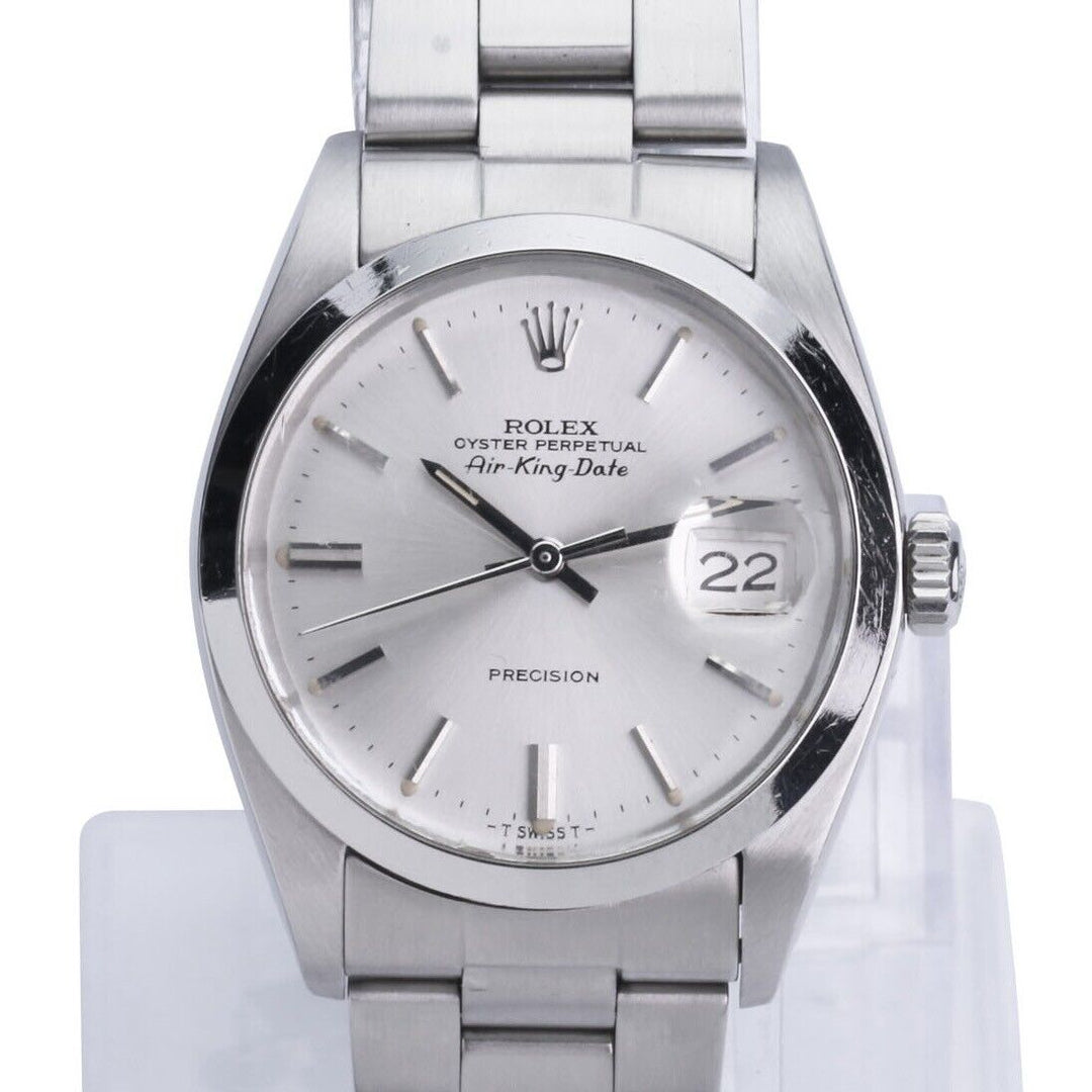 Rolex Air-King "DATE" Silver Index Dial Oyster Band - Luxuriant Watch Concierge