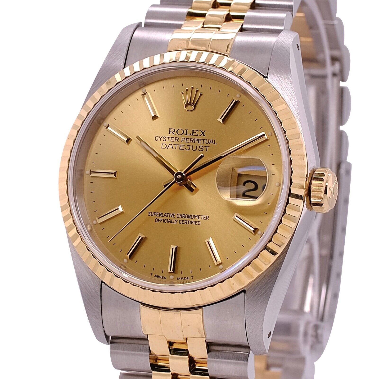 ROLEX DATEJUST CHAMPAGNE INDEX DIAL 18K GOLD & STEEL JUBILEE 16233 - Luxuriant Concierge