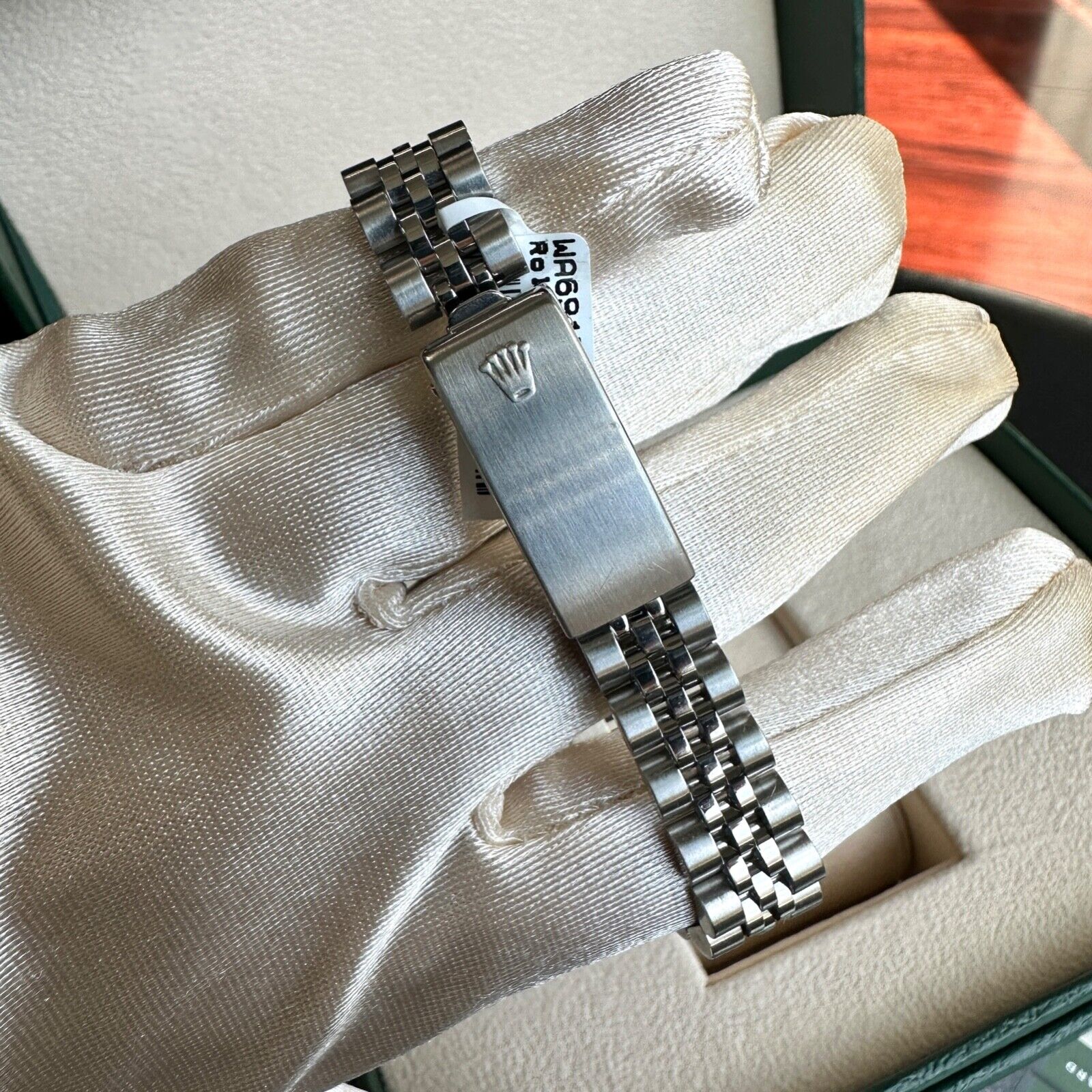 ROLEX DATEJUST GRAY INDEX DIAL STEEL JUBILEE WATCH 69174 BOX&PAPER - Luxuriant Concierge