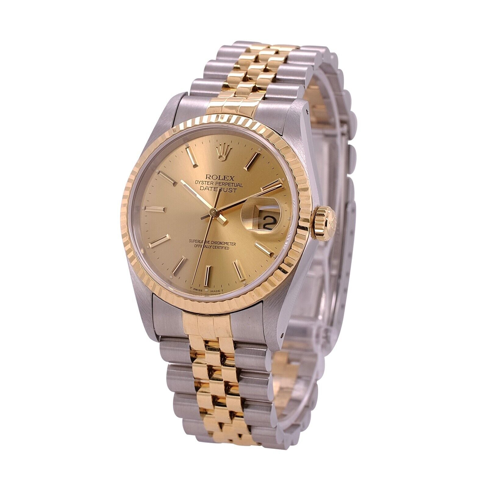 ROLEX DATEJUST CHAMPAGNE DIAL 18K GOLD & STEEL JUBILEE 16233 BOX&PAPER - Luxuriant Concierge