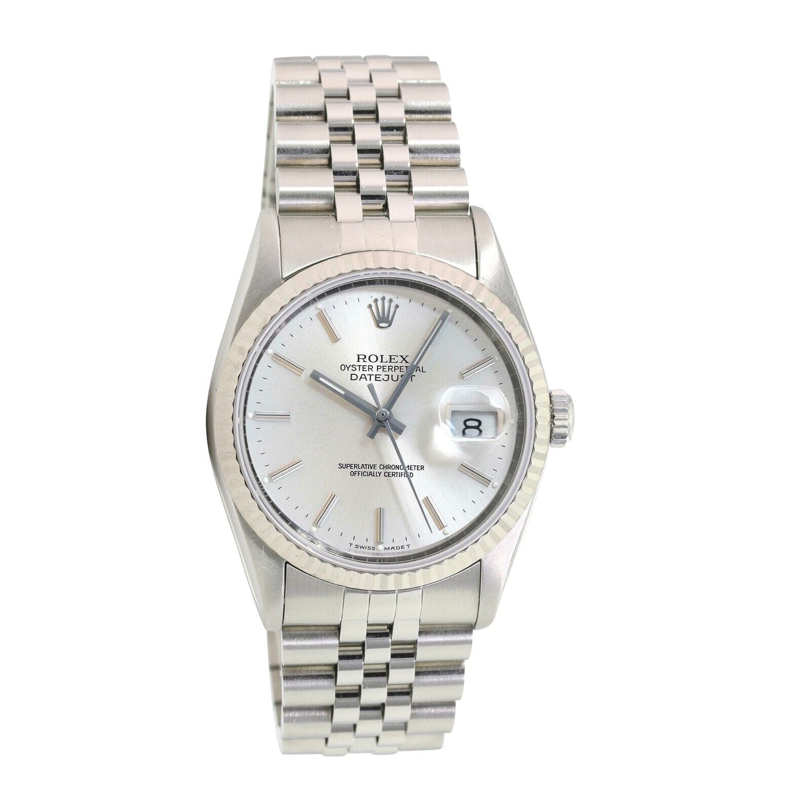 ROLEX DATEJUST SILVER DIAL STEEL JUBILEE WATCH 16014 - Luxuriant Concierge