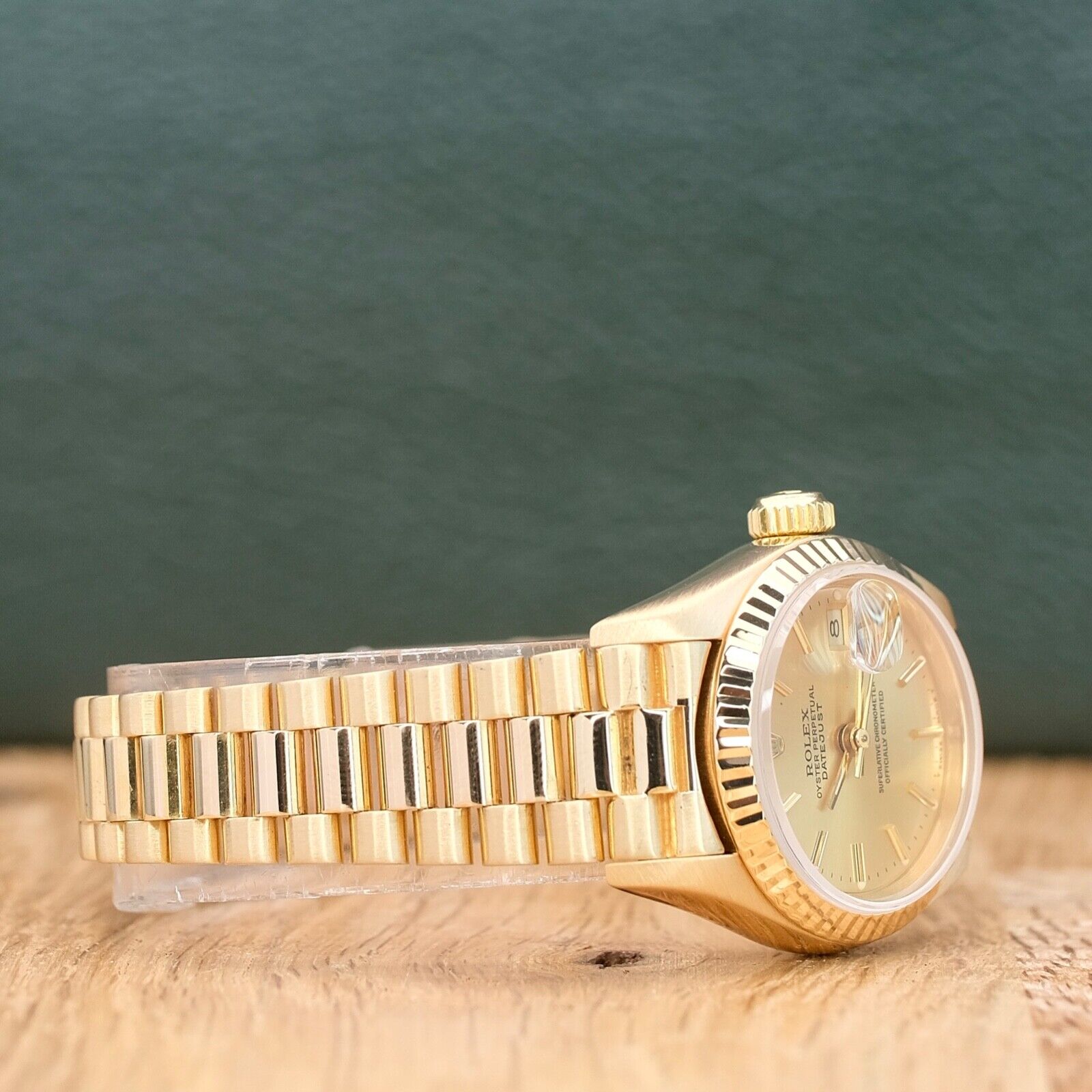 ROLEX DATEJUST CHAMPAGNE DIAL 18K YELLOW GOLD PRESIDENT 69178 BOX&PAPER - Luxuriant Concierge