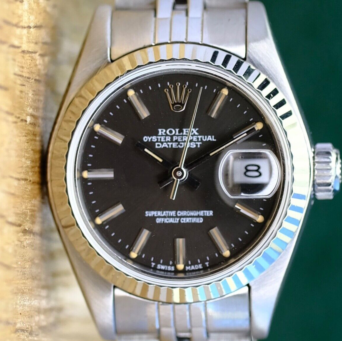 ROLEX DATEJUST GRAY INDEX DIAL STEEL JUBILEE WATCH 69174 - Luxuriant Concierge