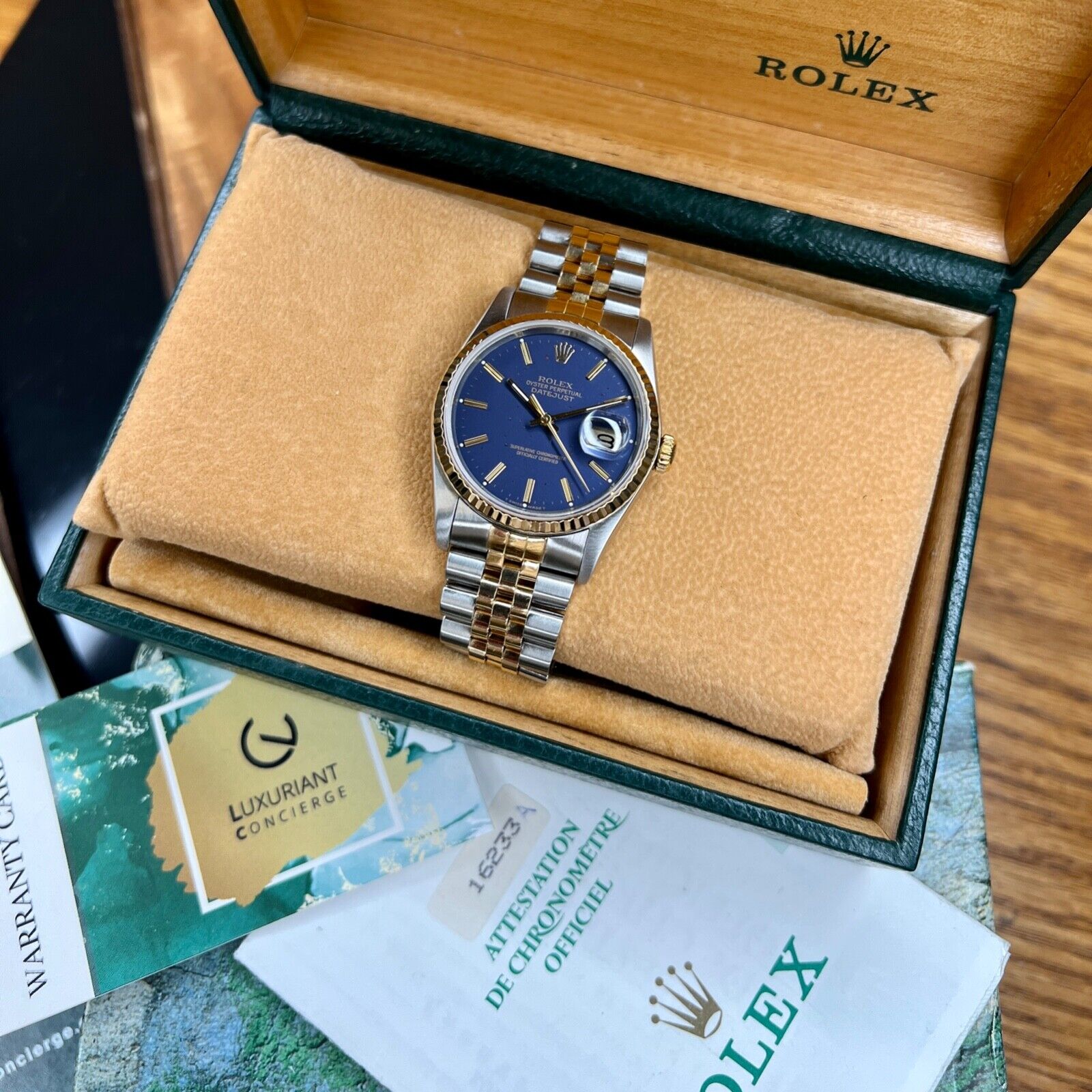 ROLEX DATEJUST RARE BLUE-PURPLE INDEX DIAL 18K GOLD & STEEL JUBILEE 116233 - Luxuriant Concierge