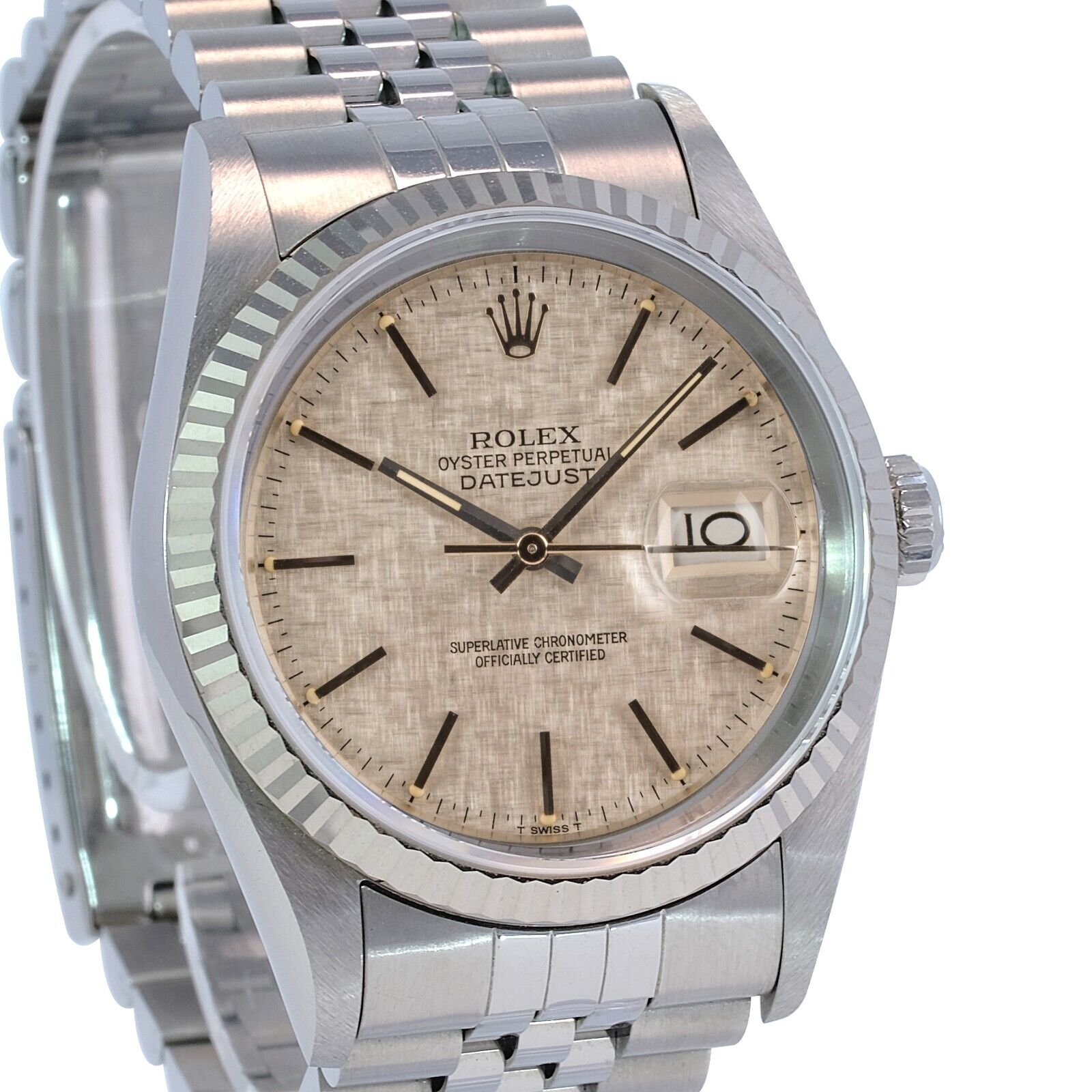 ROLEX DATEJUST SILVER INDEX DIAL STEEL JUBILEE WATCH 16234 - Luxuriant Concierge