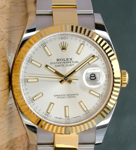 ROLEX DATEJUST II 126333 41MM MENS WATCH 18KY SILVER INDEX JUBILEE BOX & PAPERS - Luxuriant Watch Concierge