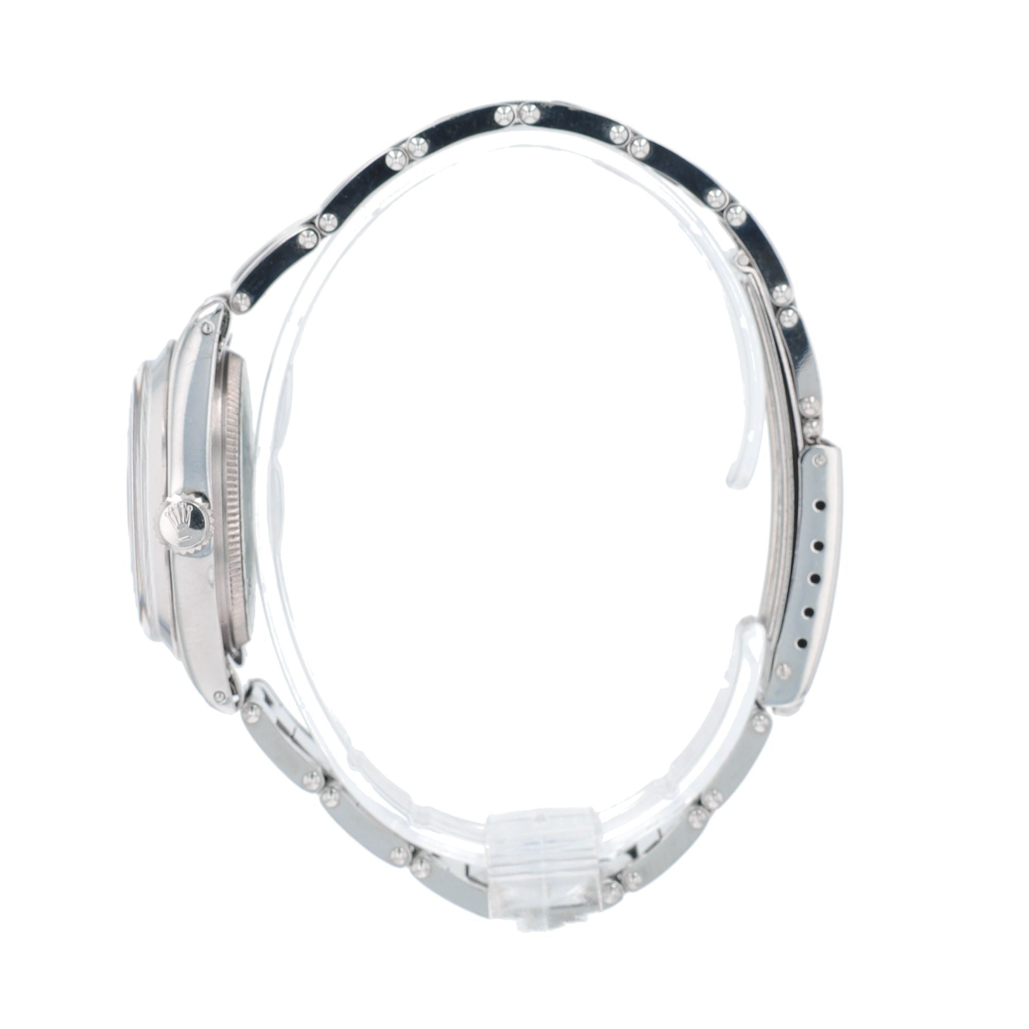 Rolex Oyster Perpetual 6548 31mm Silver Dauphine Index Dial Oyster Watch - Luxuriant Concierge