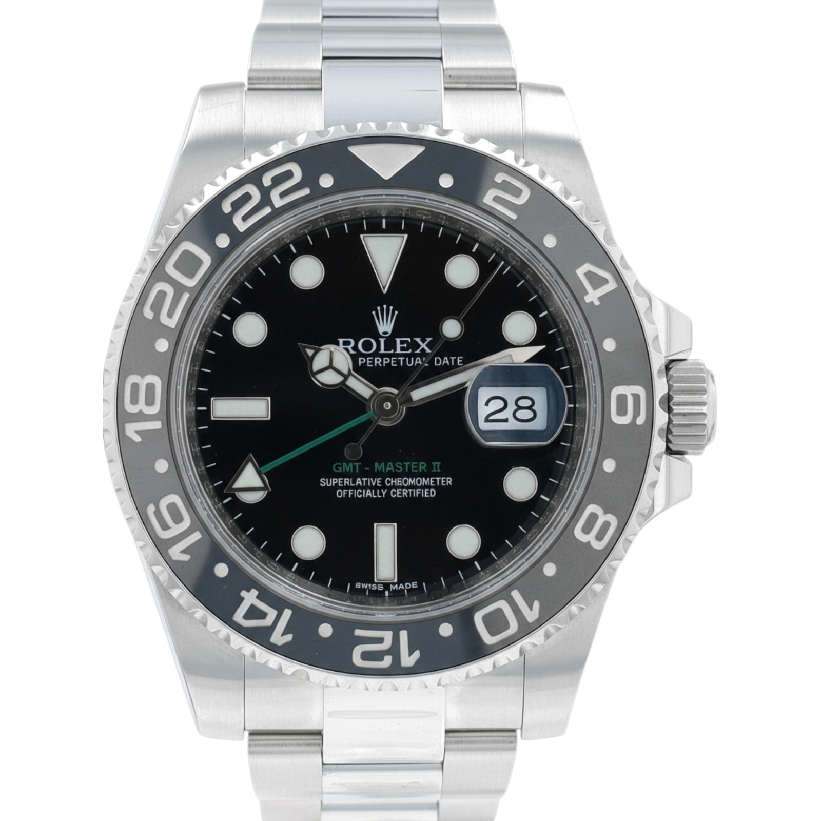 Rolex GMT Master II 116710 40mm Black  Dial GMT Bezel Oyster Watch w/ Box & Cert - Luxuriant Concierge