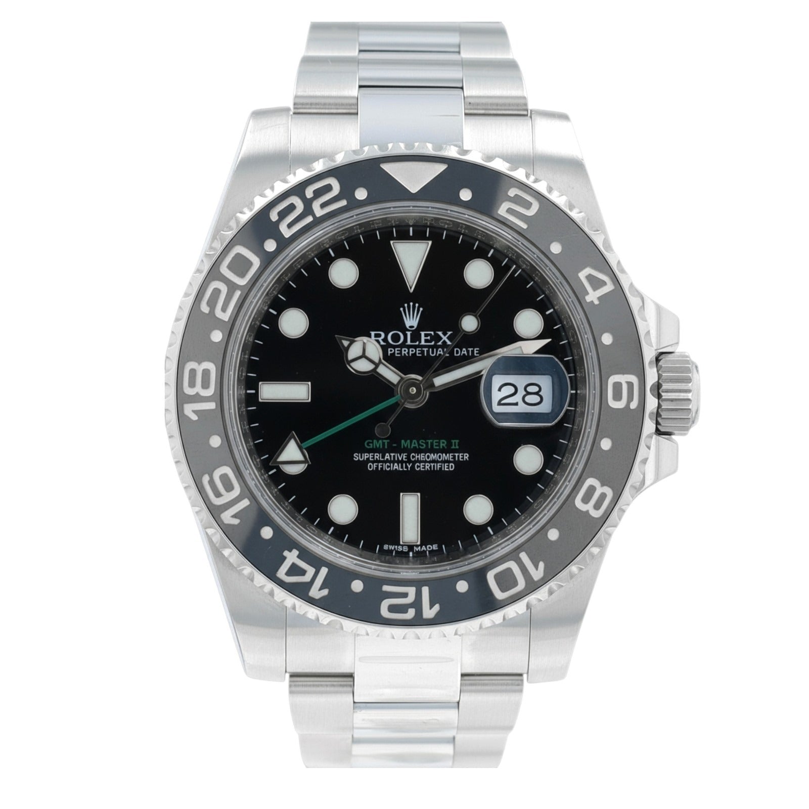 Rolex GMT Master II 116710 40mm Black  Dial GMT Bezel Oyster Watch w/ Box & Cert - Luxuriant Concierge