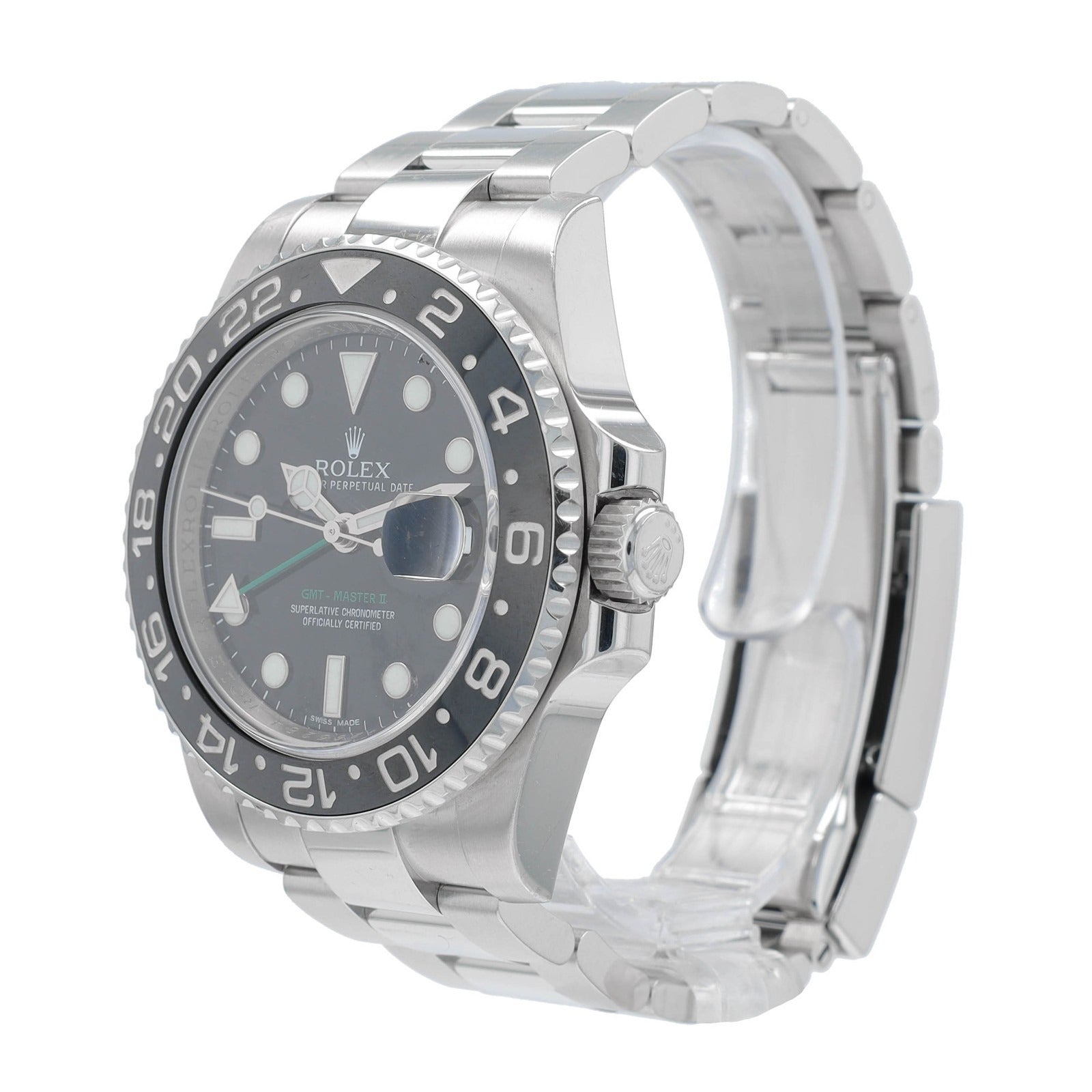 Rolex GMT Master II 116710 40mm Black  Dial GMT Bezel Oyster Watch w/ Box & Cert - Luxuriant Concierge