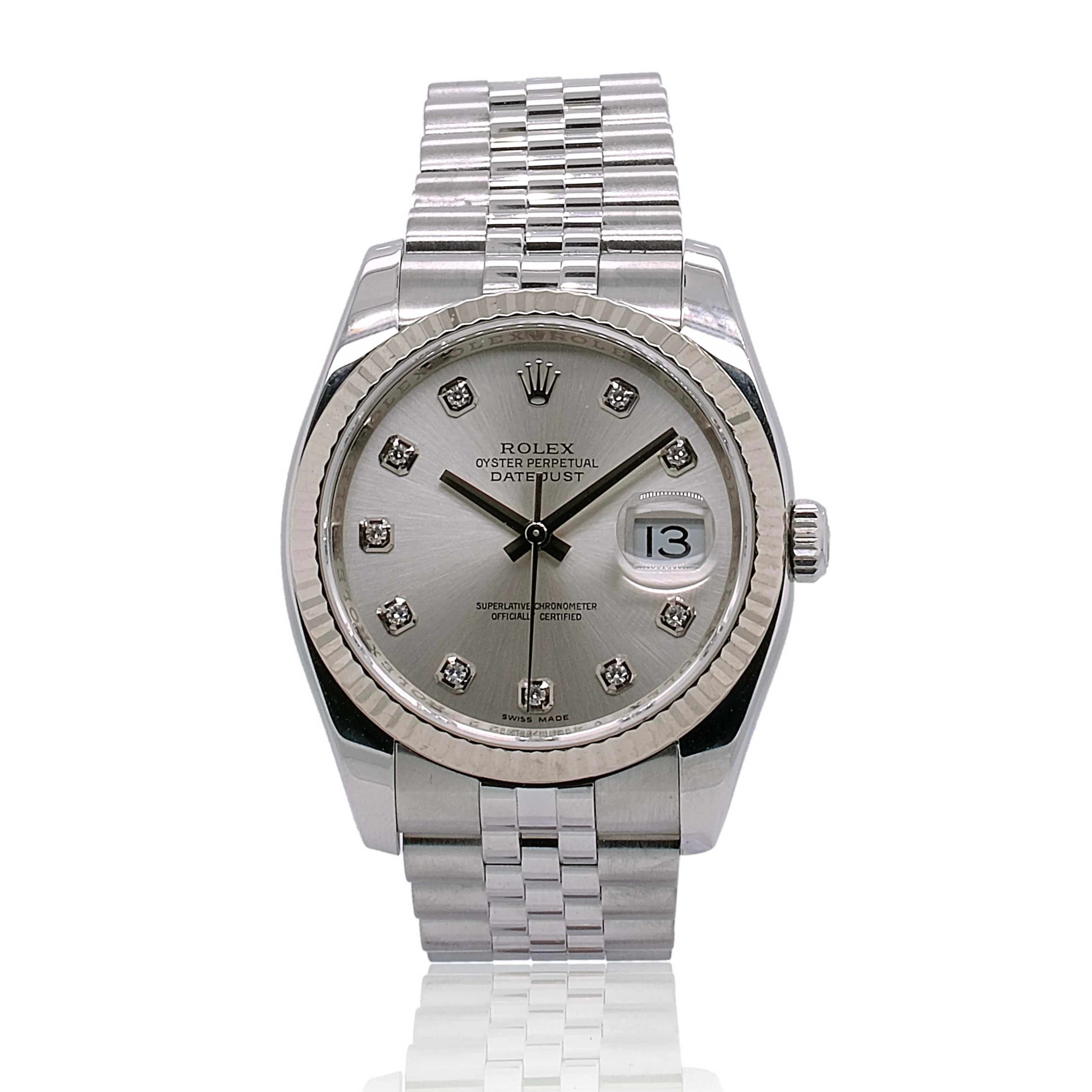 Datejust 36mm Silver Diamond Jubilee Band 116234 - luxuriantconcierge