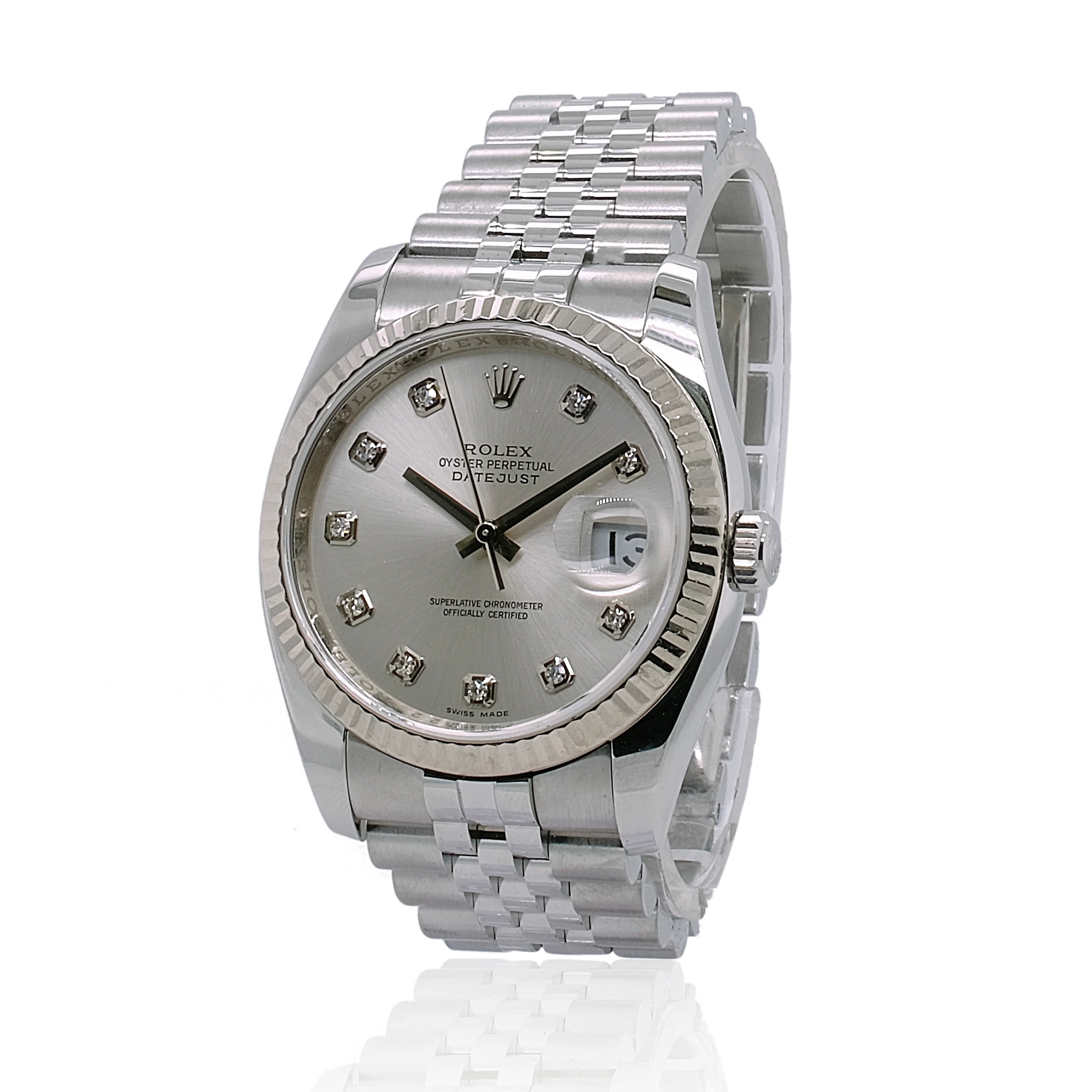 Datejust 36mm Silver Diamond Jubilee Band 116234 - luxuriantconcierge