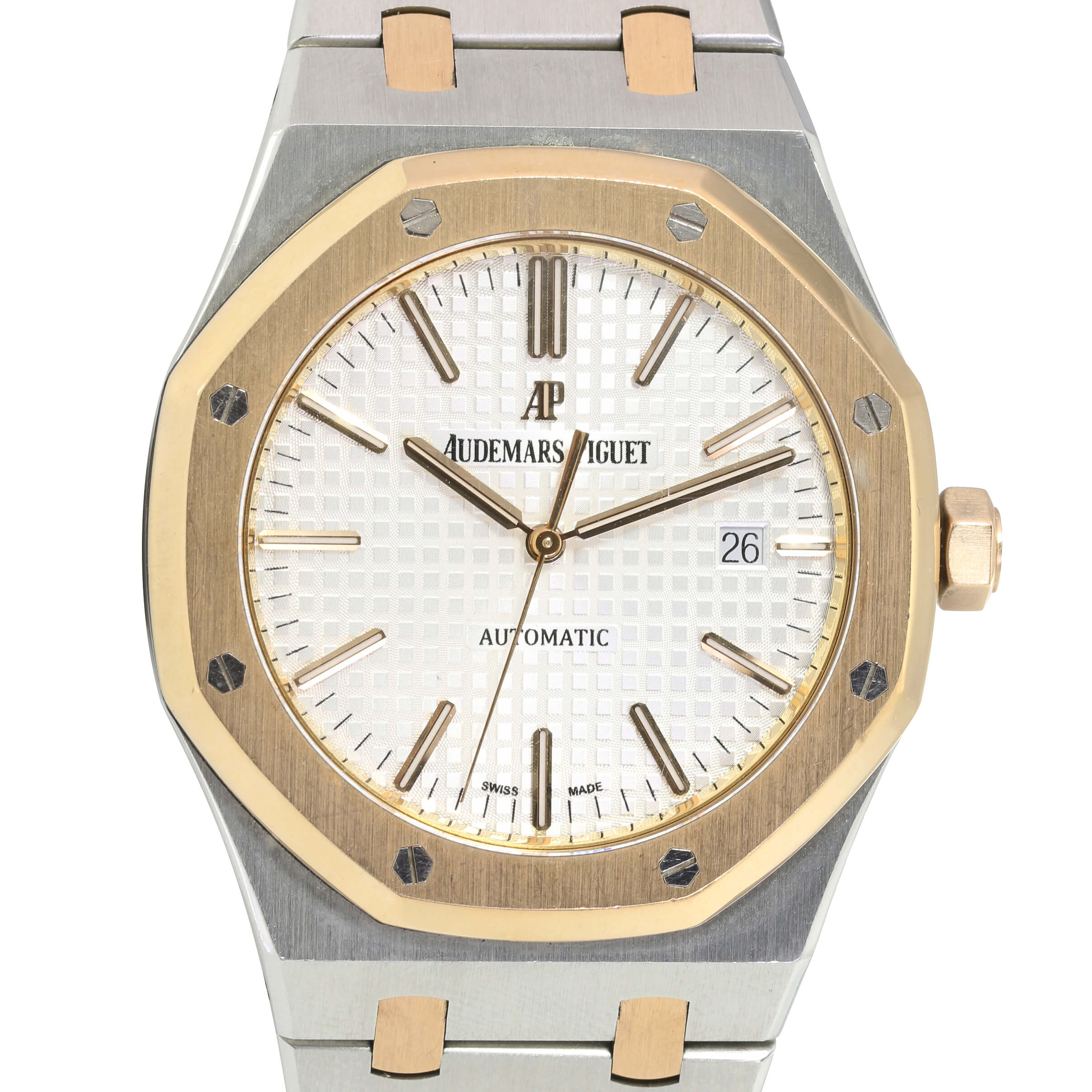 Audemars Piguet White Tapisserie Index Dial Steel Rose Gold