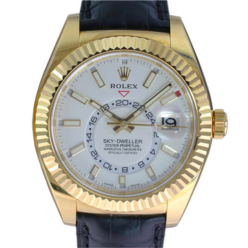Rolex Sky-Dweller White Dial Leather Band 326138