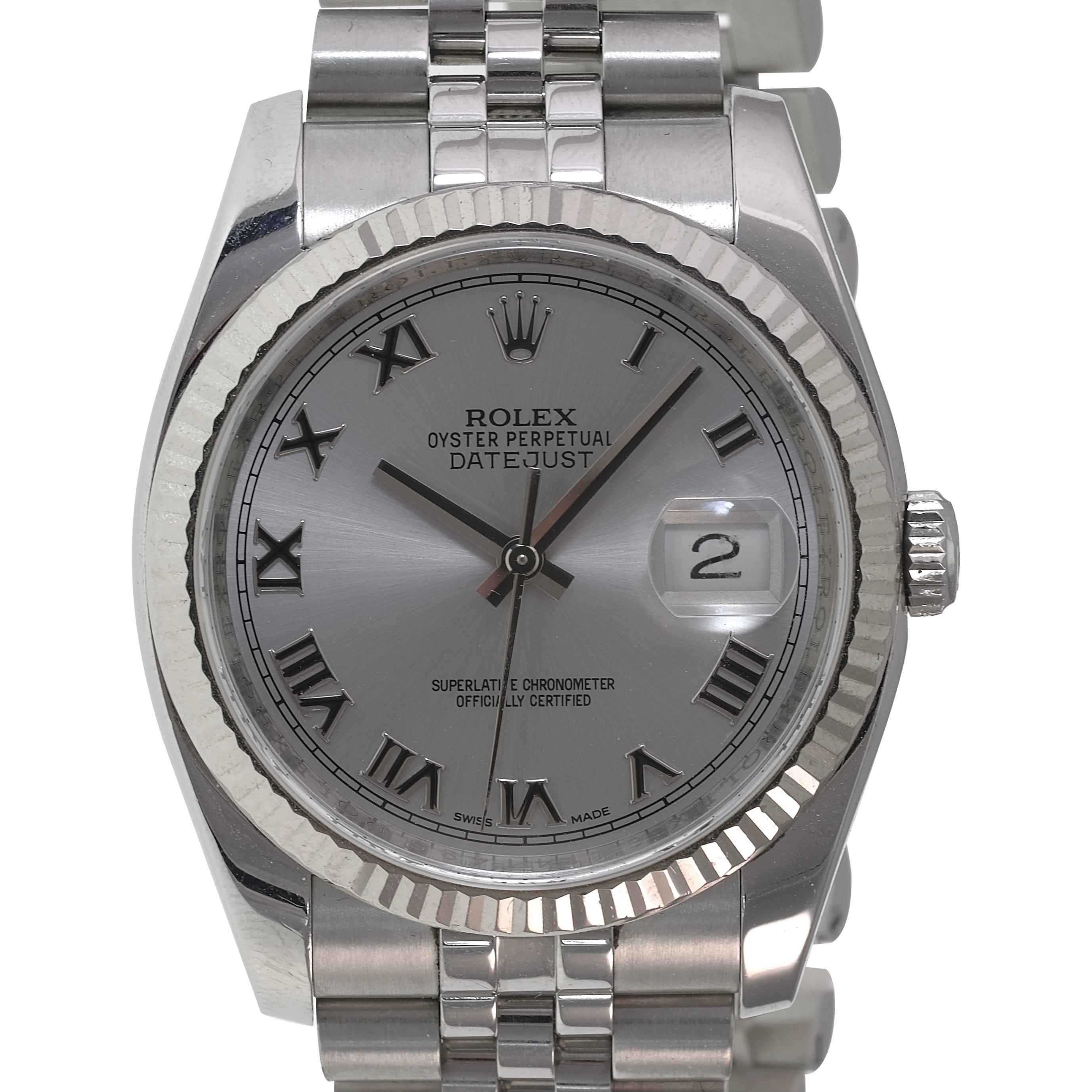 Rolex Datejust Silver Roman Numeral Jubilee Band 116234 - luxuriantconcierge