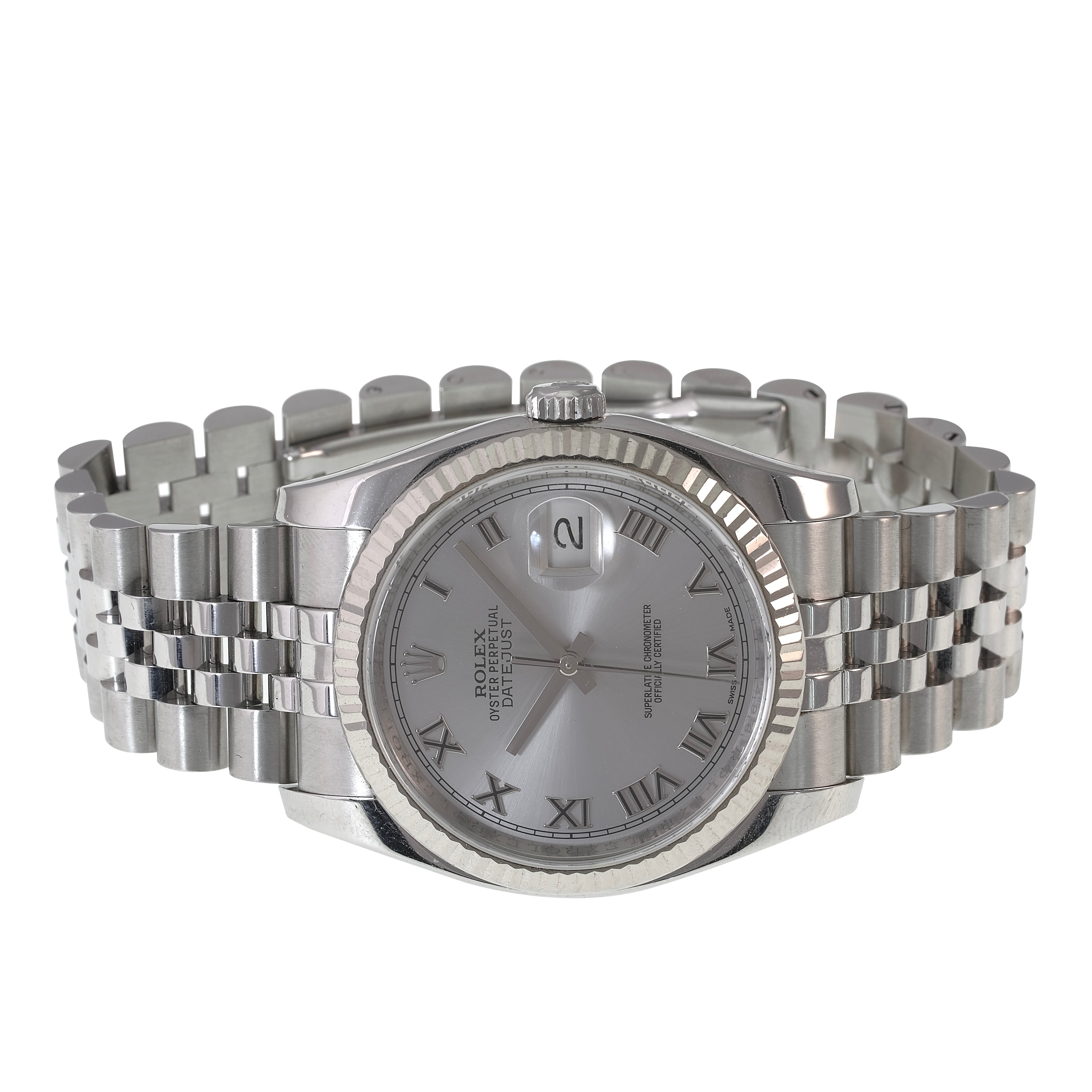 Rolex Datejust Silver Roman Numeral Jubilee Band 116234 - luxuriantconcierge