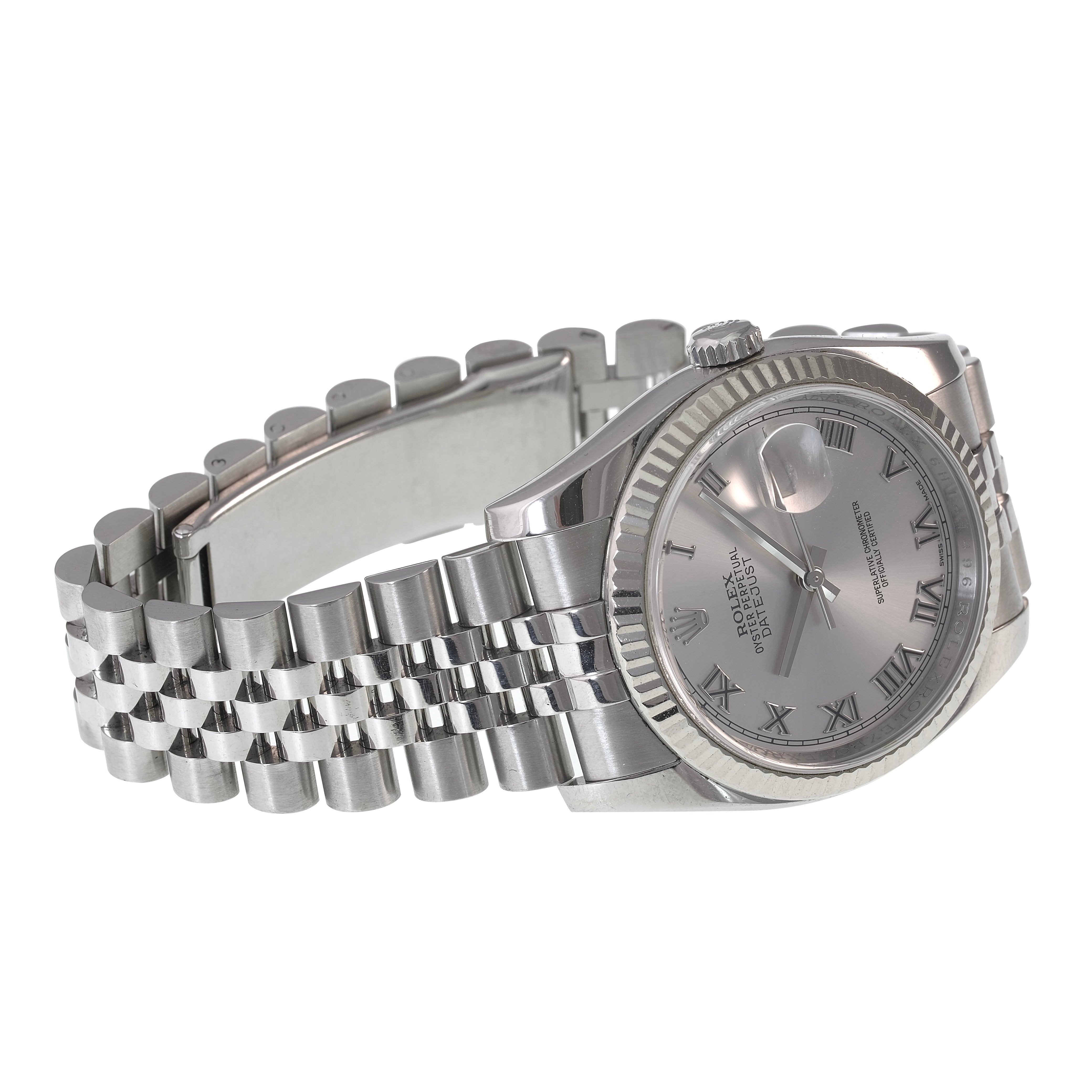 Rolex Datejust Silver Roman Numeral Jubilee Band 116234 - luxuriantconcierge