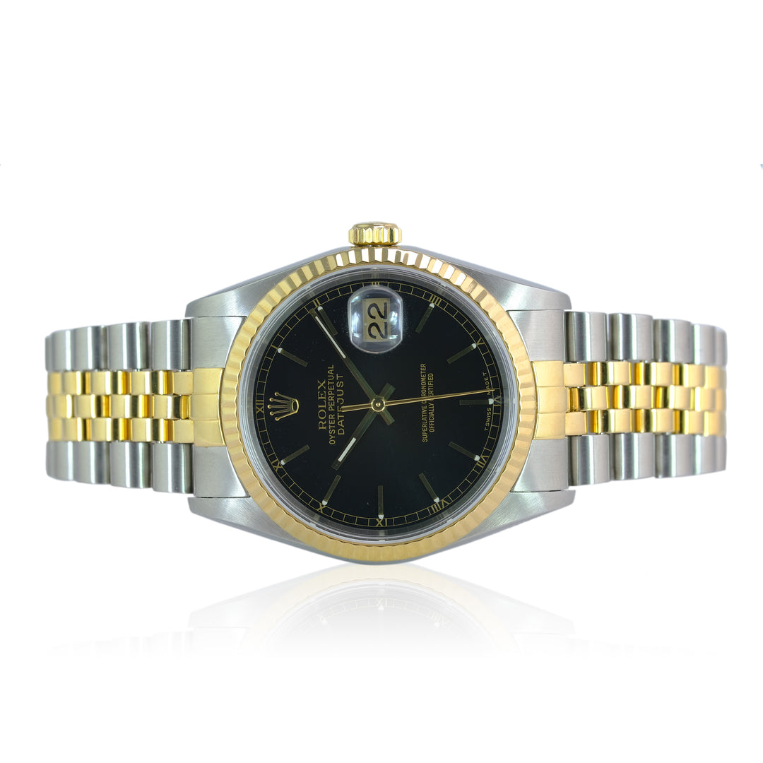 Rolex Datejust 36mm Black  Index Jubilee 16233 - luxuriantconcierge