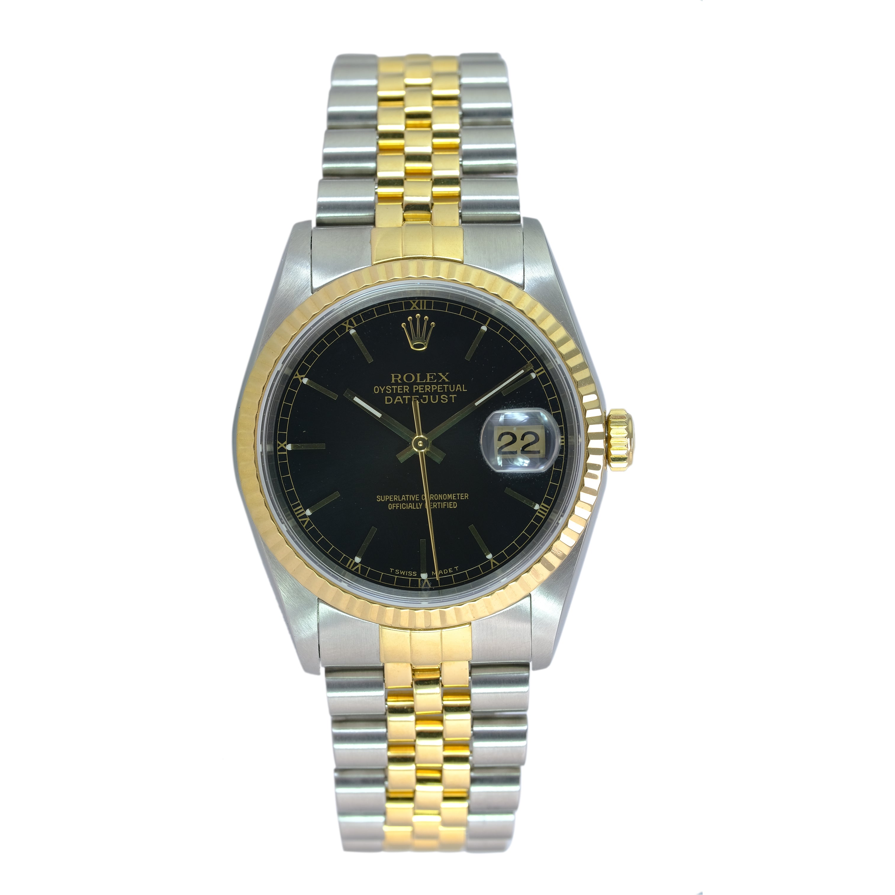 Rolex Datejust 36mm Black  Index Jubilee 16233 - luxuriantconcierge