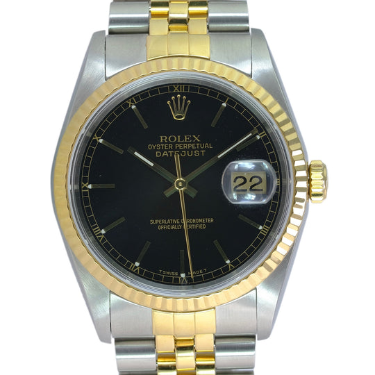 Rolex Datejust 36mm Black  Index Jubilee 16233 - luxuriantconcierge