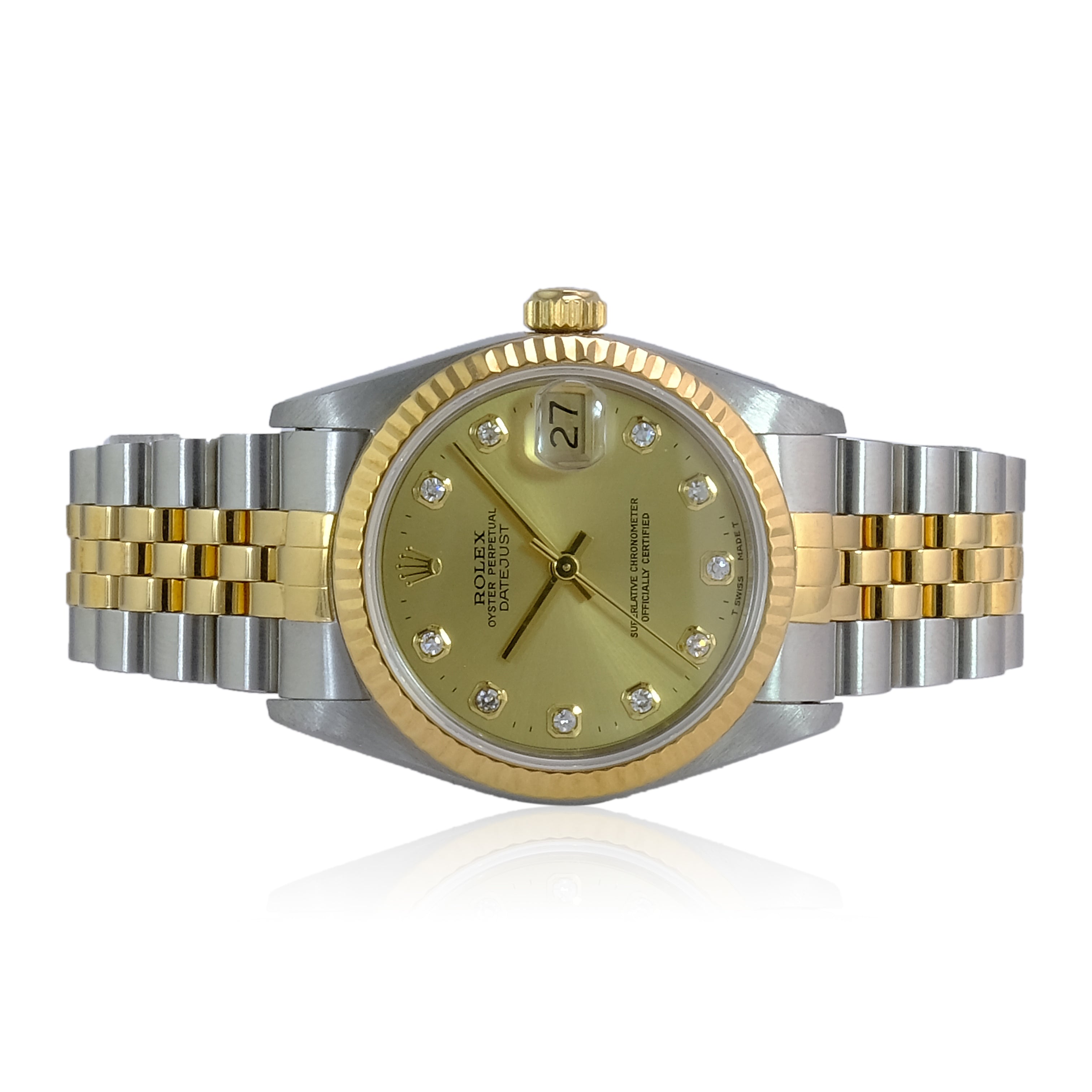 Rolex Datejust Champagne Diamond Dial Jubilee 68273 - luxuriantconcierge