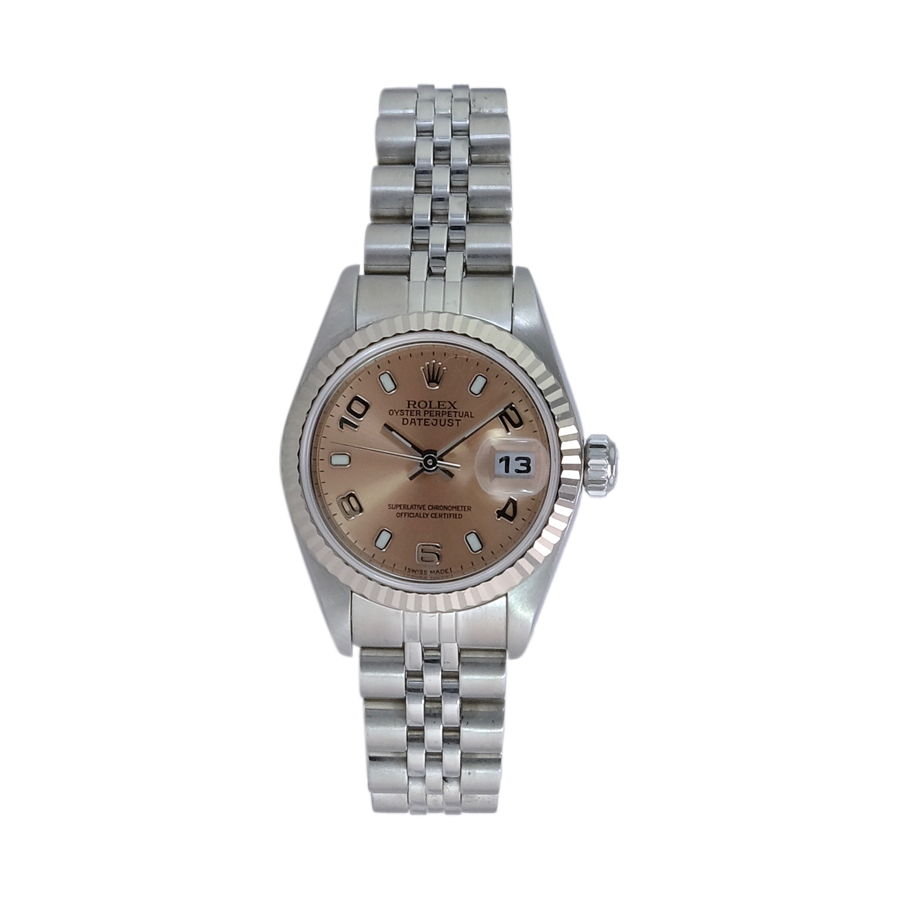 Rolex Datejust Salmon Arabic-Index Jubilee 69174 - luxuriantconcierge