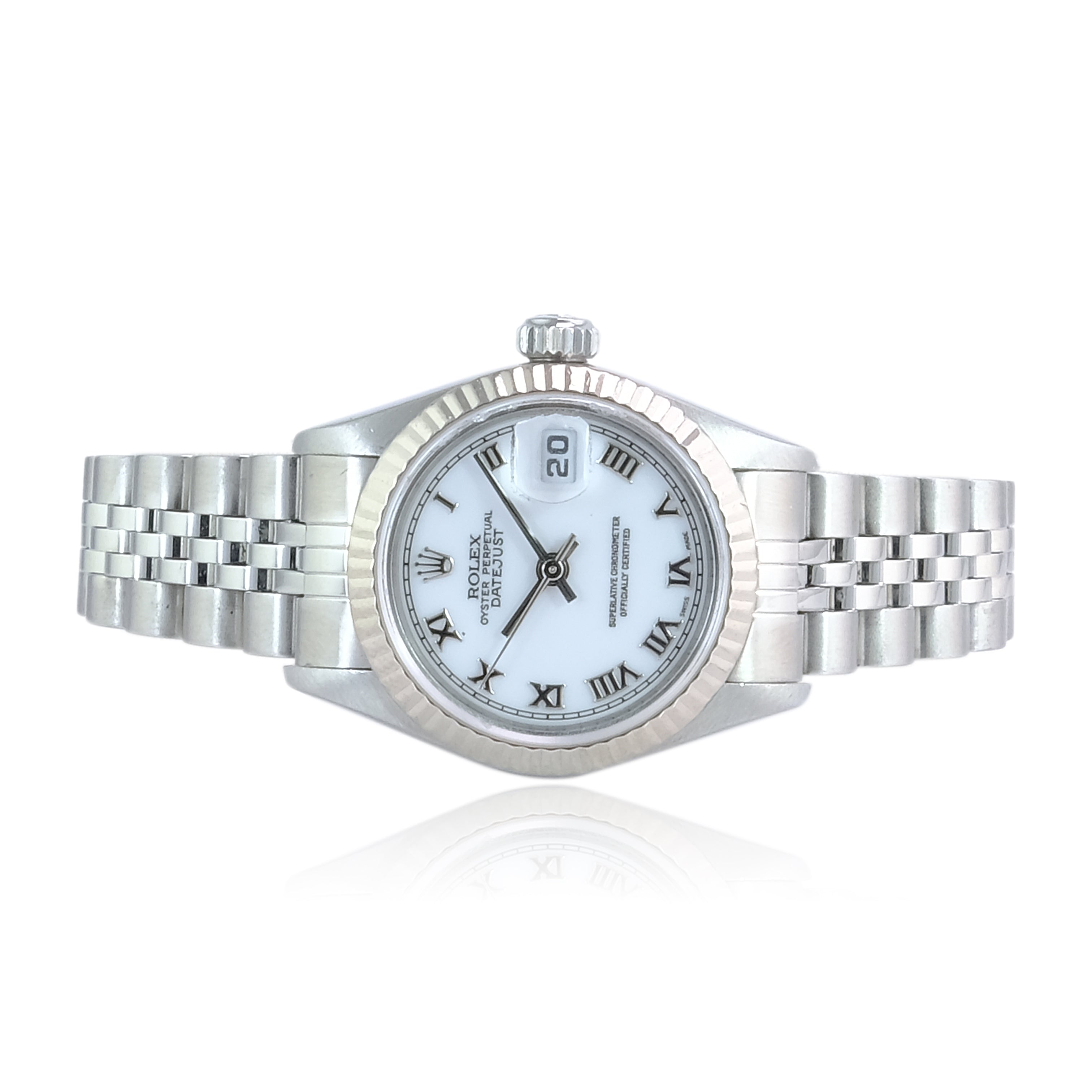 Rolex Datejust White Roman Numeral Jubilee 69174 - luxuriantconcierge