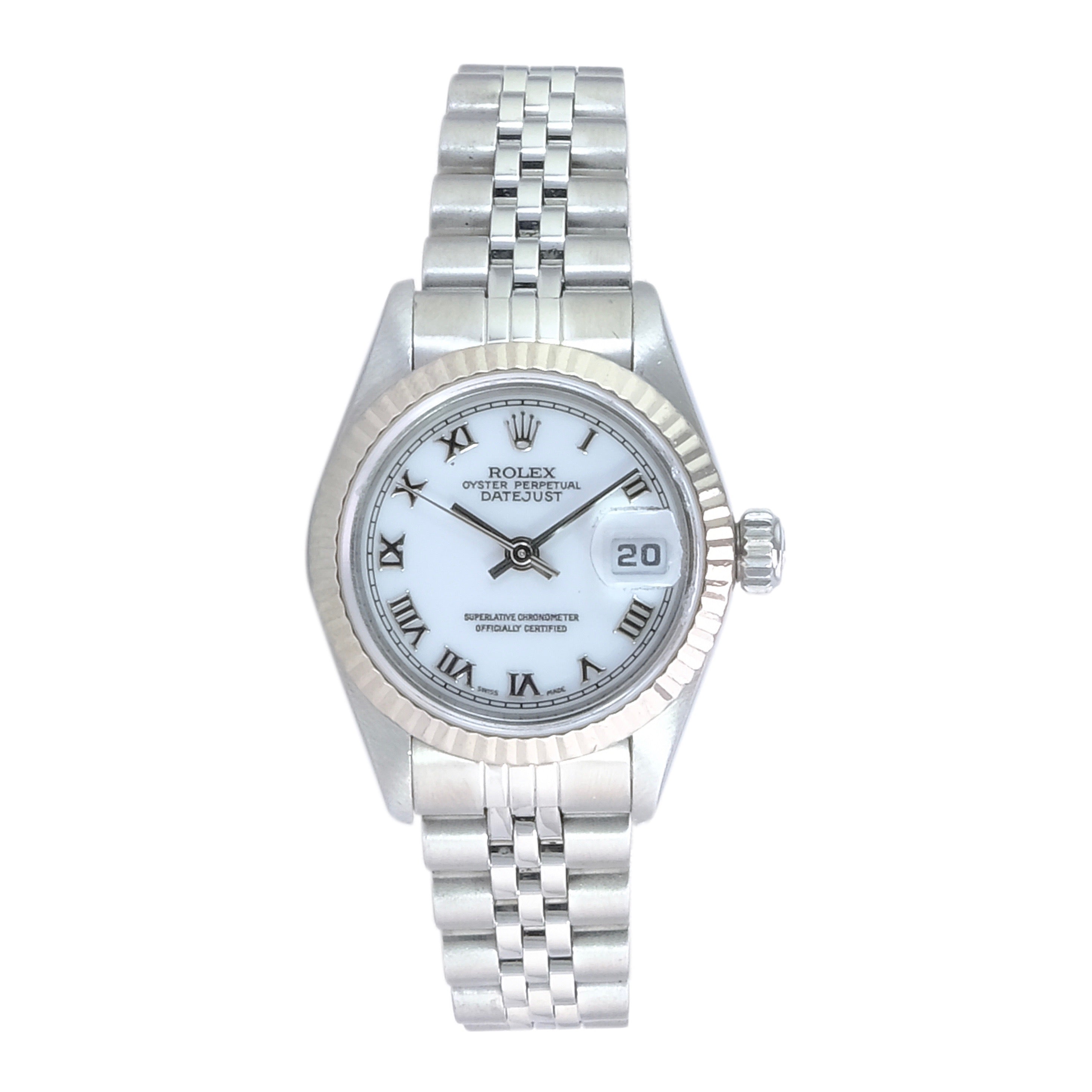 Rolex Datejust White Roman Numeral Jubilee 69174 - luxuriantconcierge