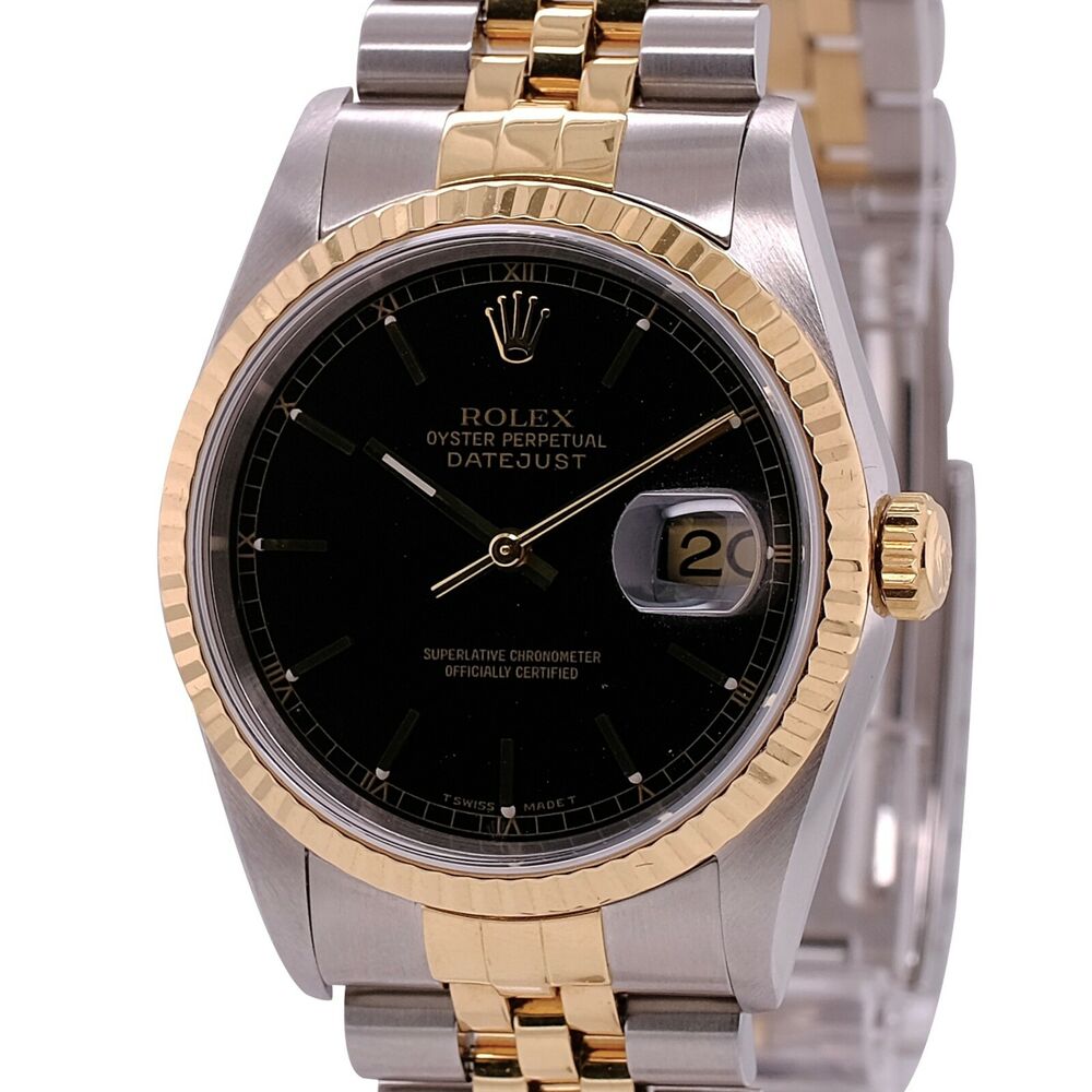 Rolex Datejust Black Index Jubilee Band 16233 - luxuriantconcierge