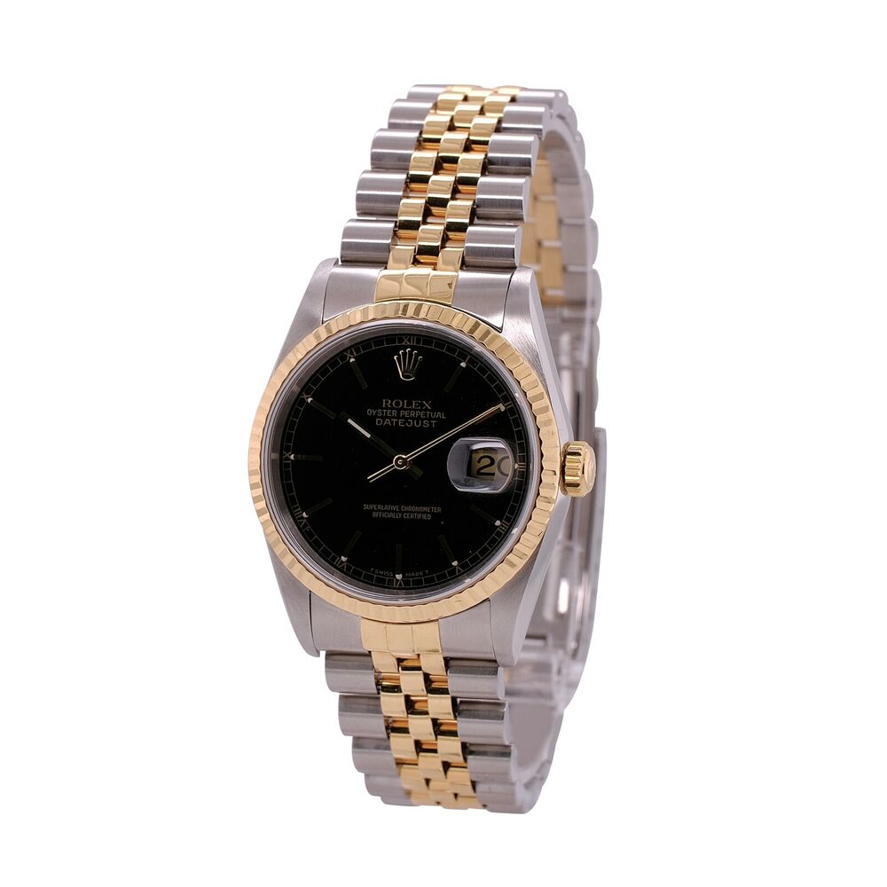 Rolex Datejust Black Index Jubilee Band 16233 - luxuriantconcierge