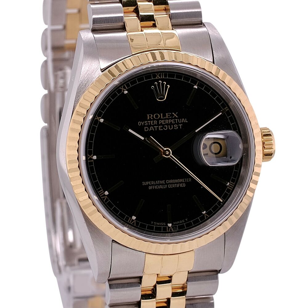 Rolex Datejust Black Index Jubilee Band 16233 - luxuriantconcierge