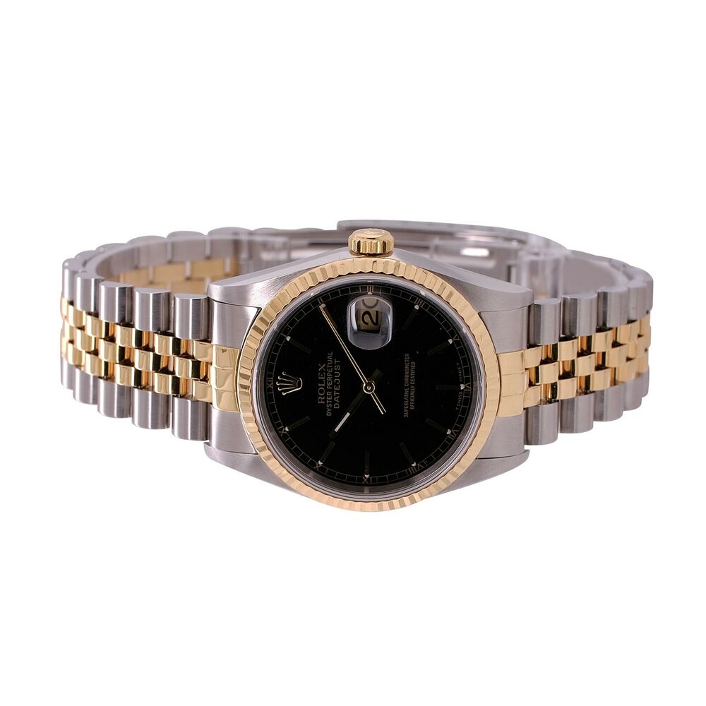 Rolex Datejust Black Index Jubilee Band 16233 - luxuriantconcierge