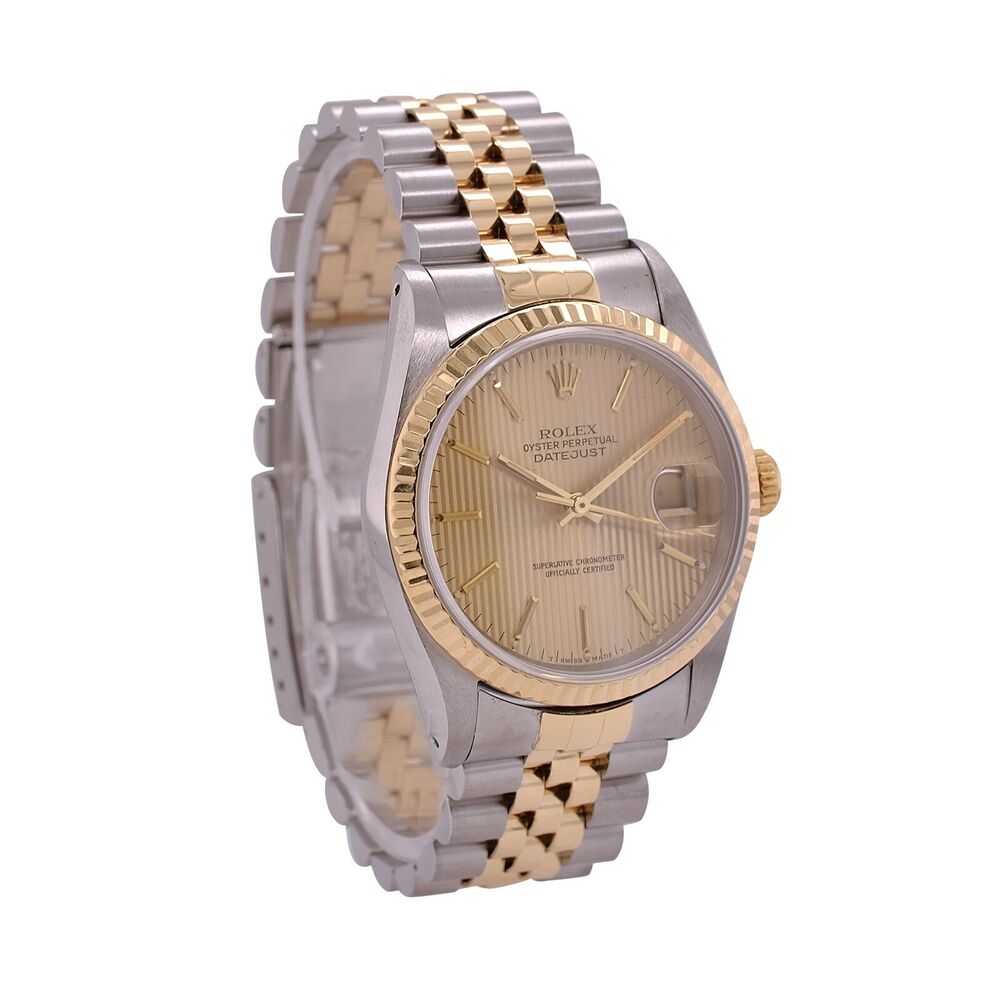 Rolex Datejust Champagne Index Tapestry Jubilee Band 16233 - luxuriantconcierge