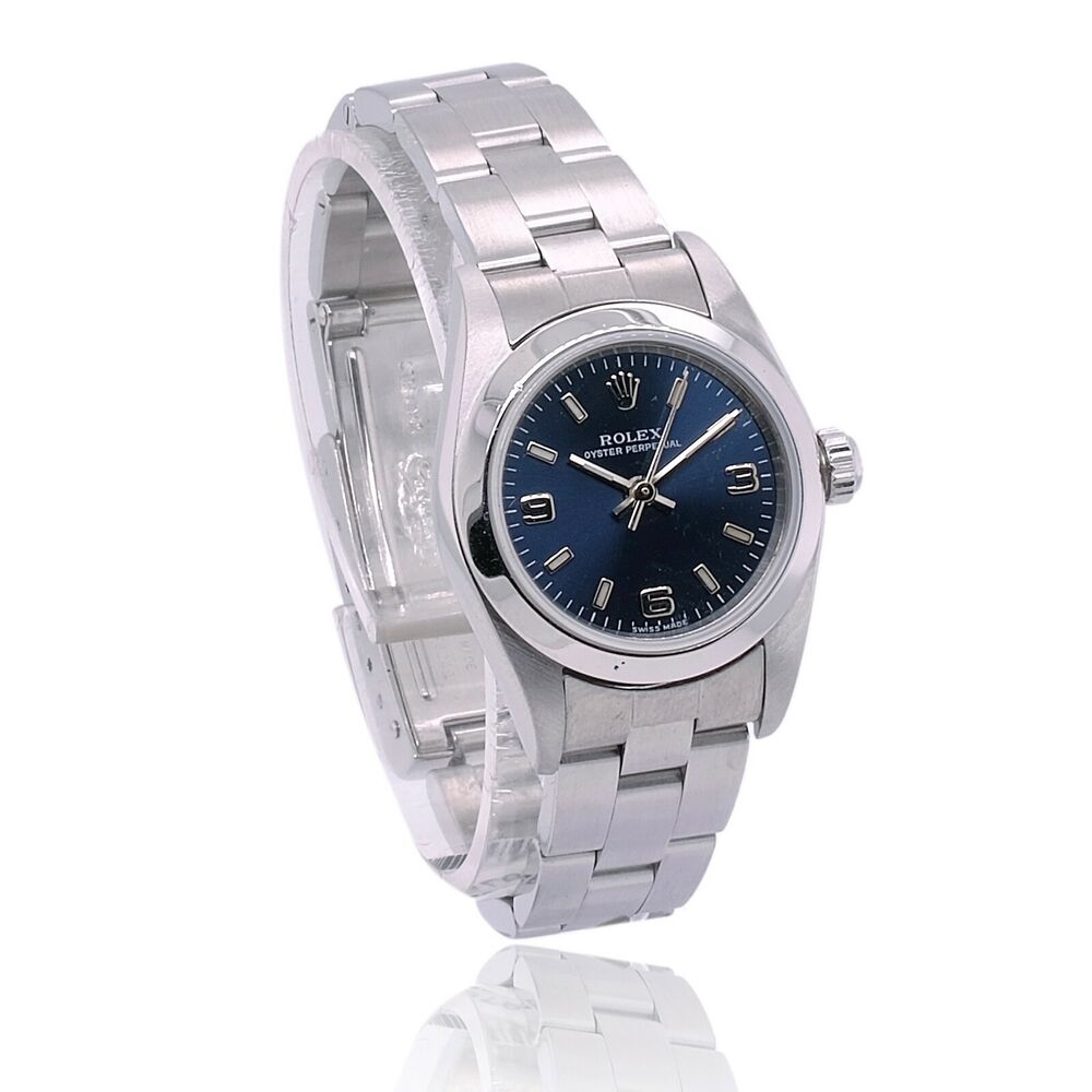 Rolex Oyster Perpetual Blue Index-Arabic Dial Oyster Band 76080 - luxuriantconcierge