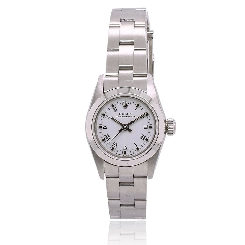 Rolex Oyster Perpetual White Index-Roman Dial Oyster Band 76080 - luxuriantconcierge