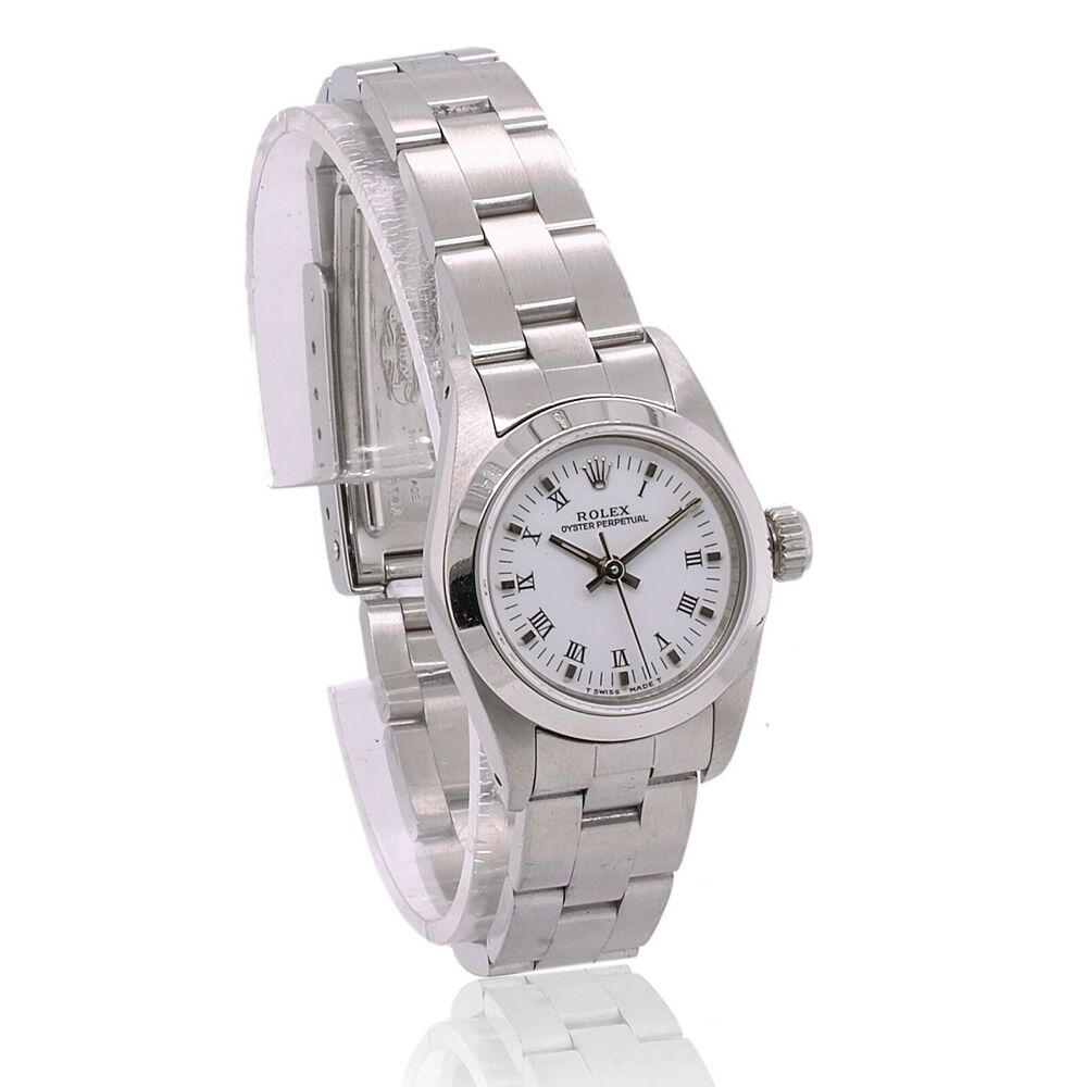 Rolex Oyster Perpetual White Index-Roman Dial Oyster Band 76080 - luxuriantconcierge