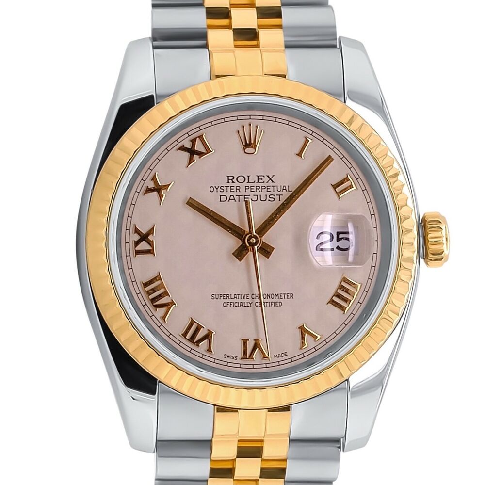 Rolex Datejust Cream Pyramid Roman Dial Jubilee 116233 - luxuriantconcierge