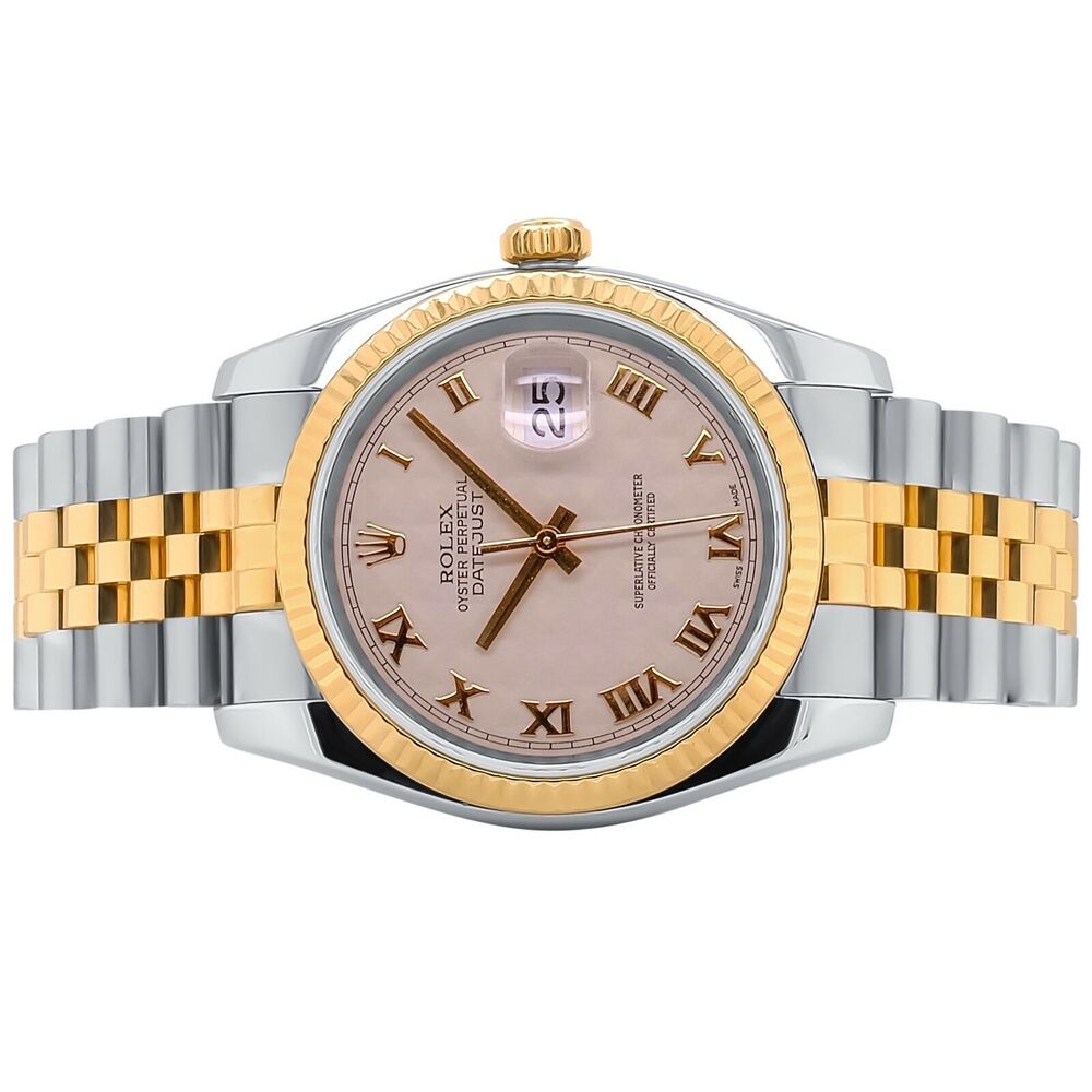 Rolex Datejust Cream Pyramid Roman Dial Jubilee 116233 - luxuriantconcierge