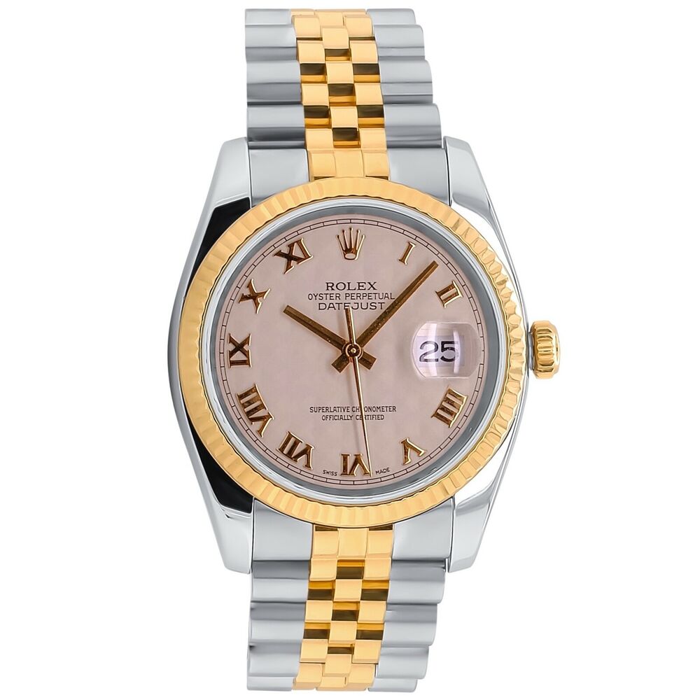 Rolex Datejust Cream Pyramid Roman Dial Jubilee 116233 - luxuriantconcierge