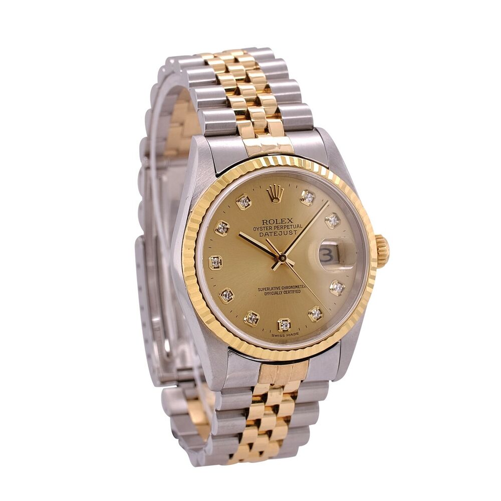 Rolex Datejust Champagne Diamond Dial Jubilee Band 16233 - luxuriantconcierge