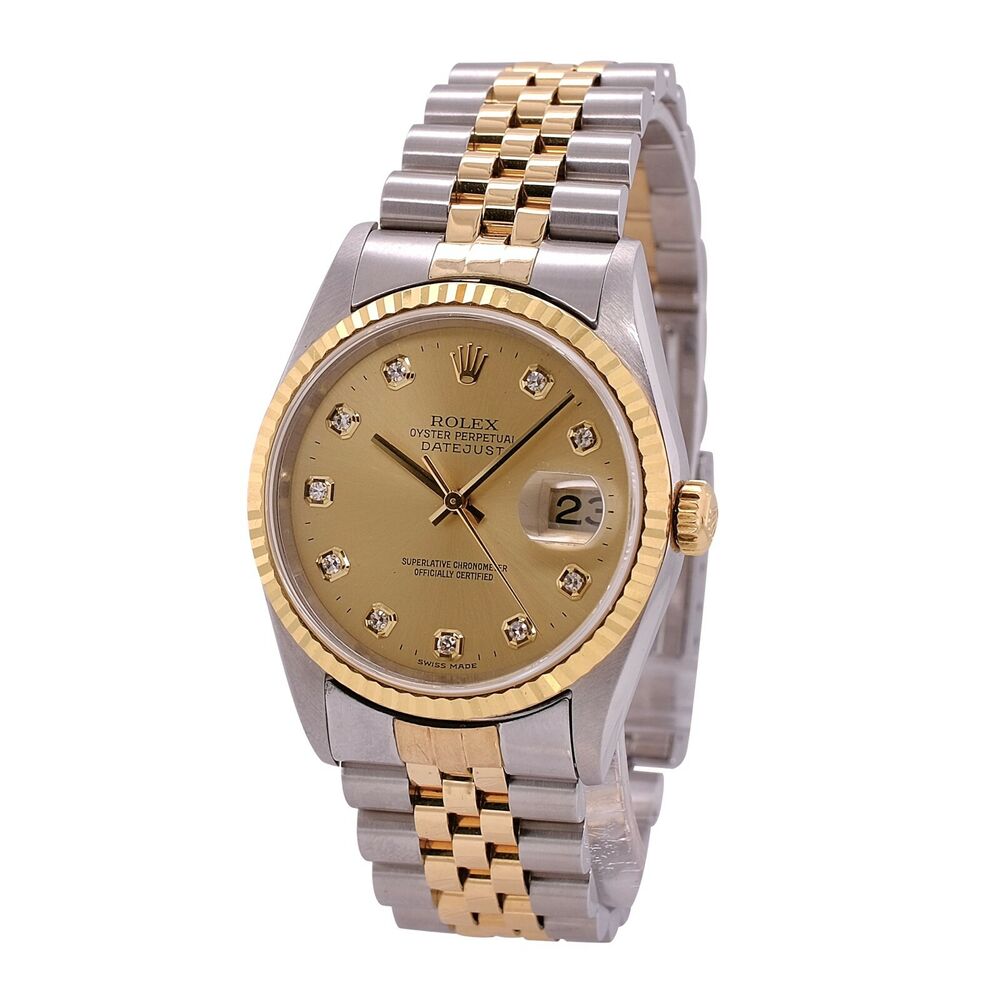 Rolex Datejust Champagne Diamond Dial Jubilee Band 16233 - luxuriantconcierge