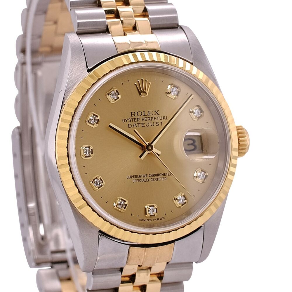 Rolex Datejust Champagne Diamond Dial Jubilee Band 16233 - luxuriantconcierge