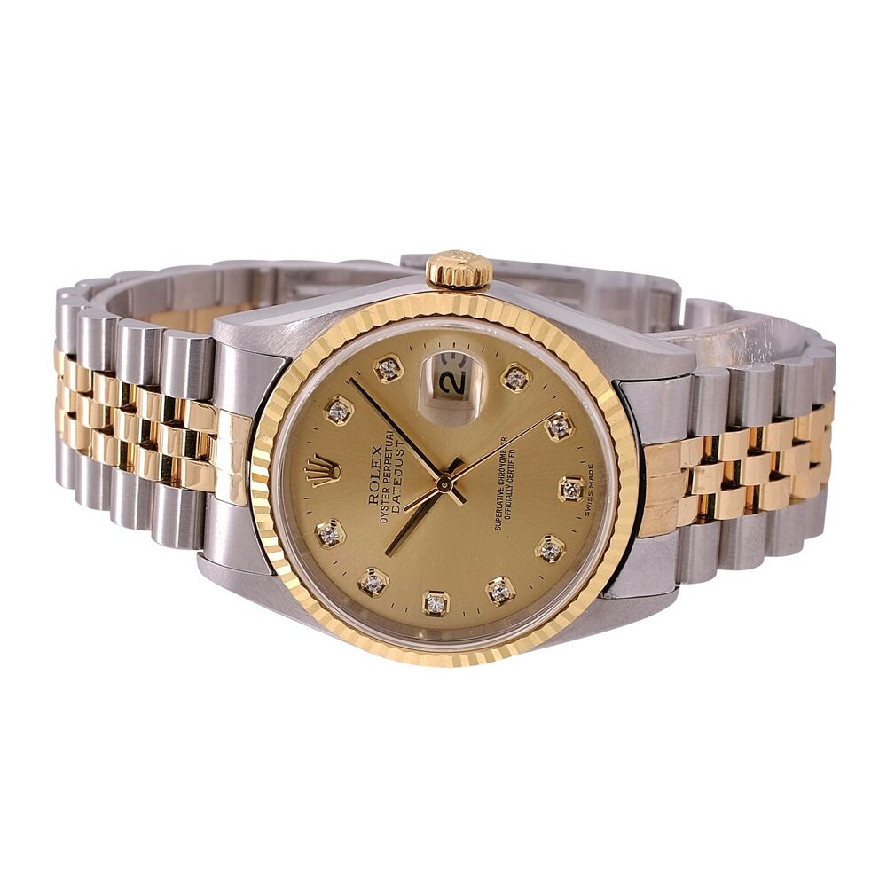 Rolex Datejust Champagne Diamond Dial Jubilee Band 16233 - luxuriantconcierge