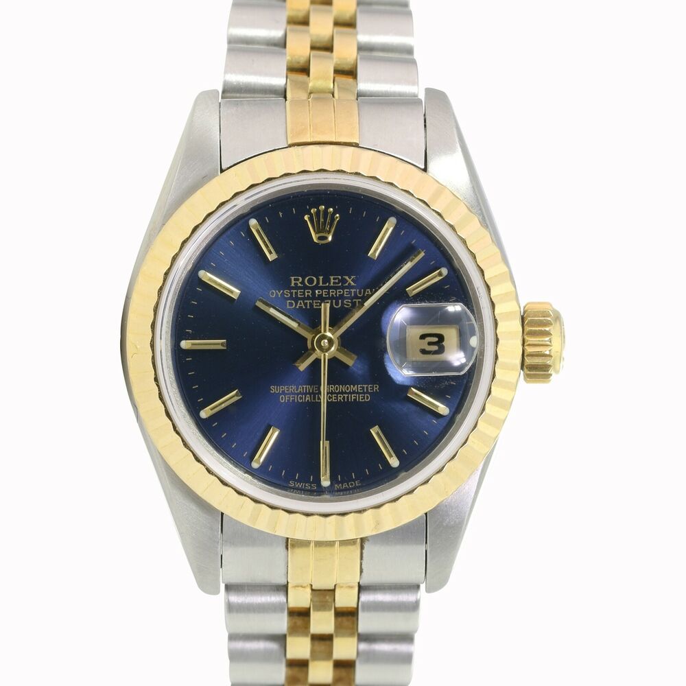 Rolex Datejust Blue Index Jubilee Band 69173 - luxuriantconcierge