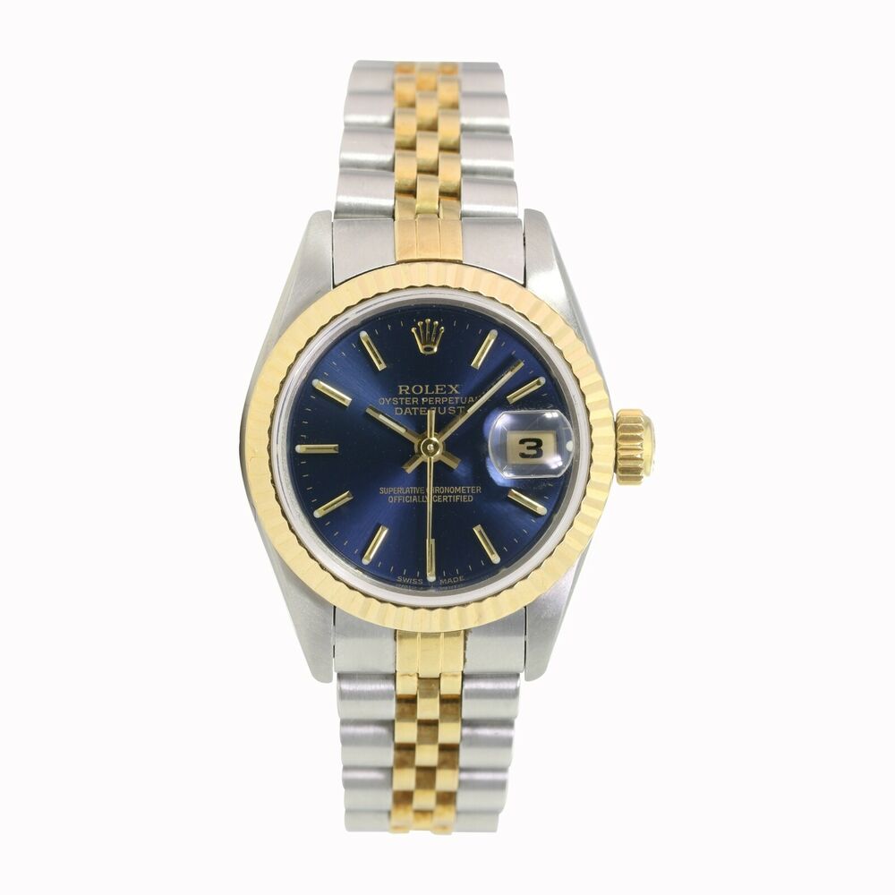 Rolex Datejust Blue Index Jubilee Band 69173 - luxuriantconcierge