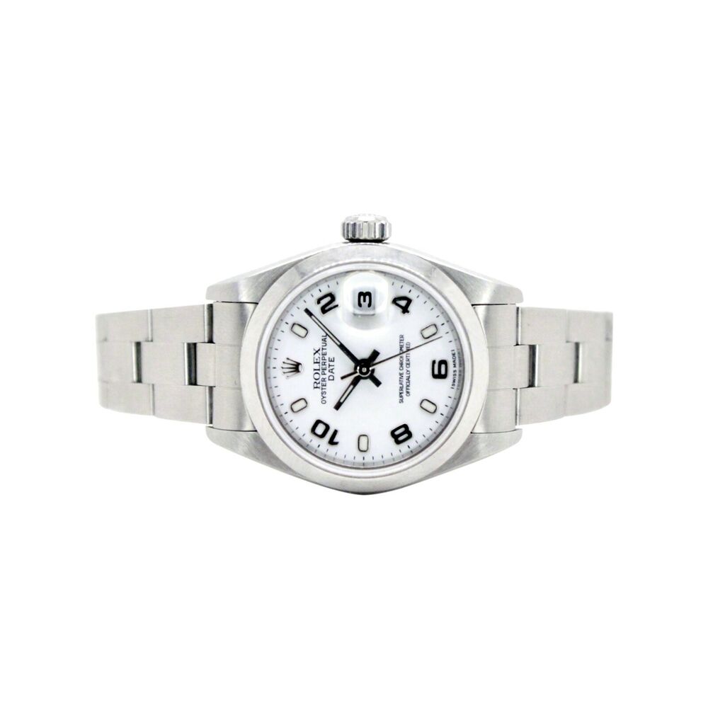 Rolex Date White Index-Arabic Oyster Band 79160 w/ Box & Paper - luxuriantconcierge