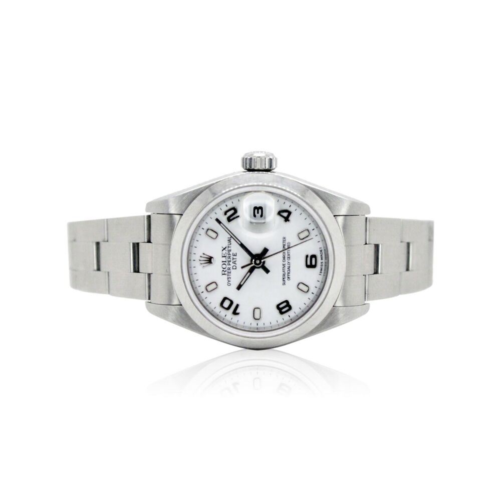 Rolex Date White Index-Arabic Oyster Band 79160 w/ Box & Paper - luxuriantconcierge