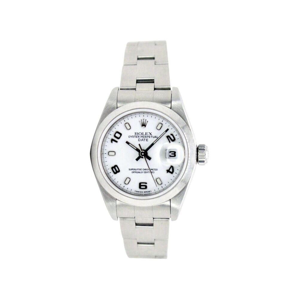 Rolex Date White Index-Arabic Oyster Band 79160 w/ Box & Paper - luxuriantconcierge